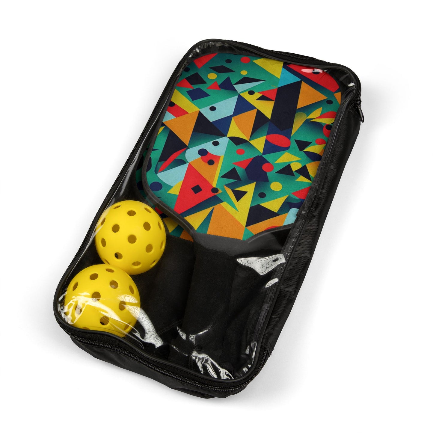 Colorful Geometric Pattern Pickleball Kit - Non-Personalized