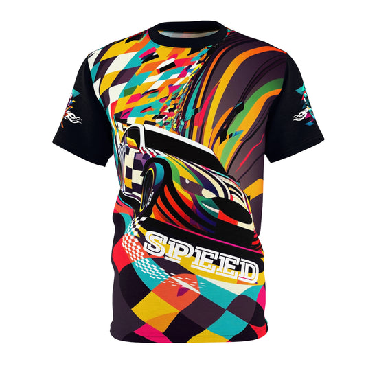 Full Speed Racing Car Adult Polyester T-Shirt, Men's Printed Short Sleeve Tee, Fast Car Shirt for Man