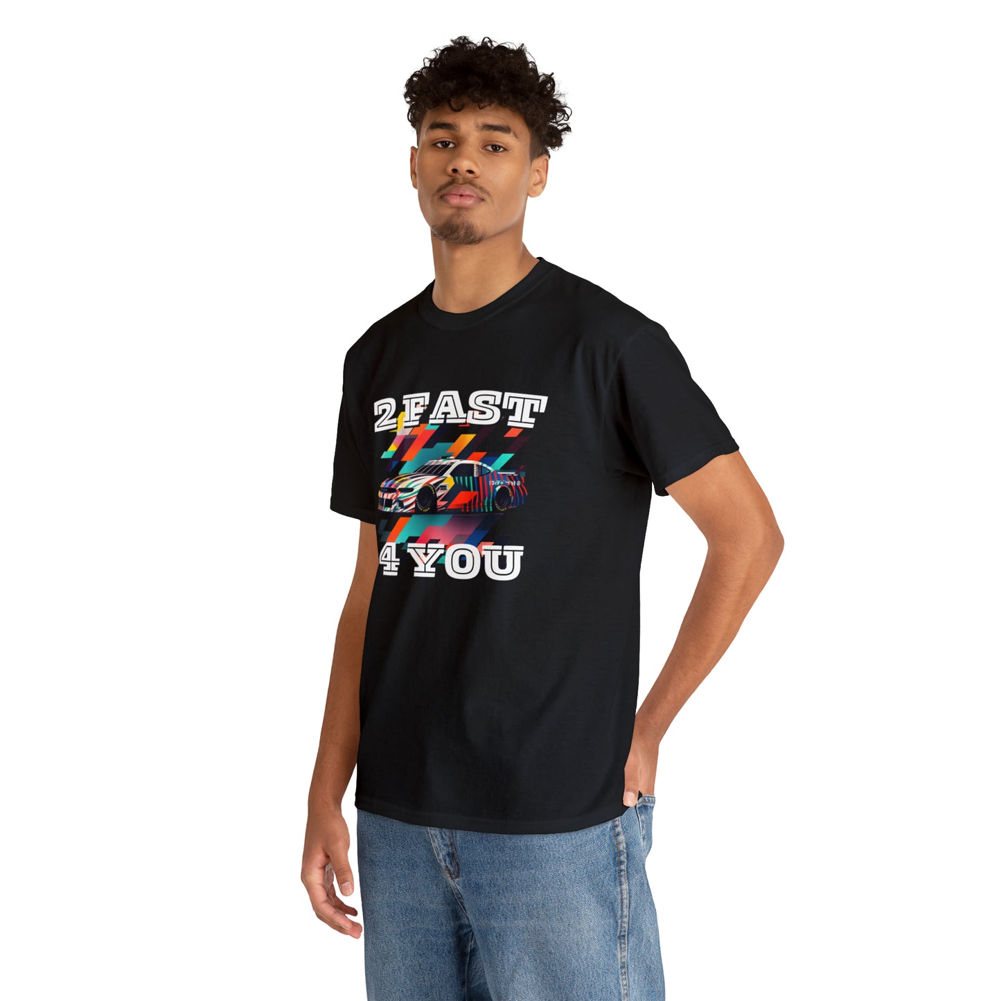 2 Fast 4 You Fast Speed Car Men's Cotton Short Sleeve T-Shirt, Car Racing Speed Tee, Classic Fit Shirt for Man