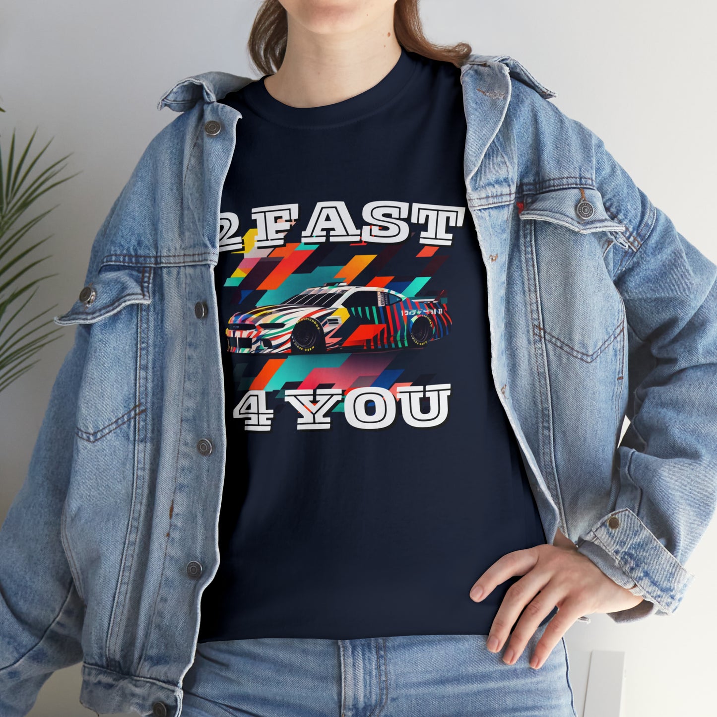 2 Fast 4 You Fast Speed Car Men's Cotton Short Sleeve T-Shirt, Car Racing Speed Tee, Classic Fit Shirt for Man