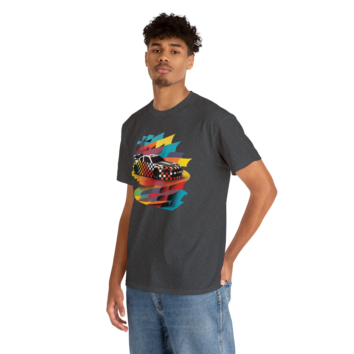 Racing Speed Car Men's Cotton Short Sleeve T-Shirt, Car Racing Speed Tee, Classic Fit Shirt for Man