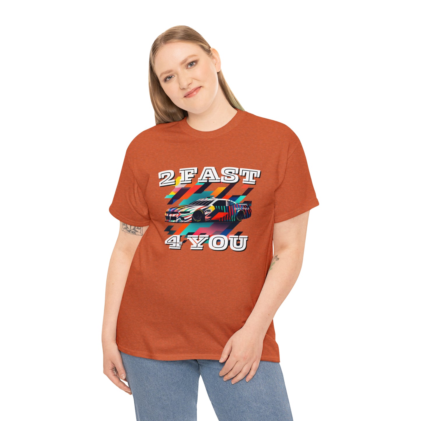 2 Fast 4 You Fast Speed Car Men's Cotton Short Sleeve T-Shirt, Car Racing Speed Tee, Classic Fit Shirt for Man