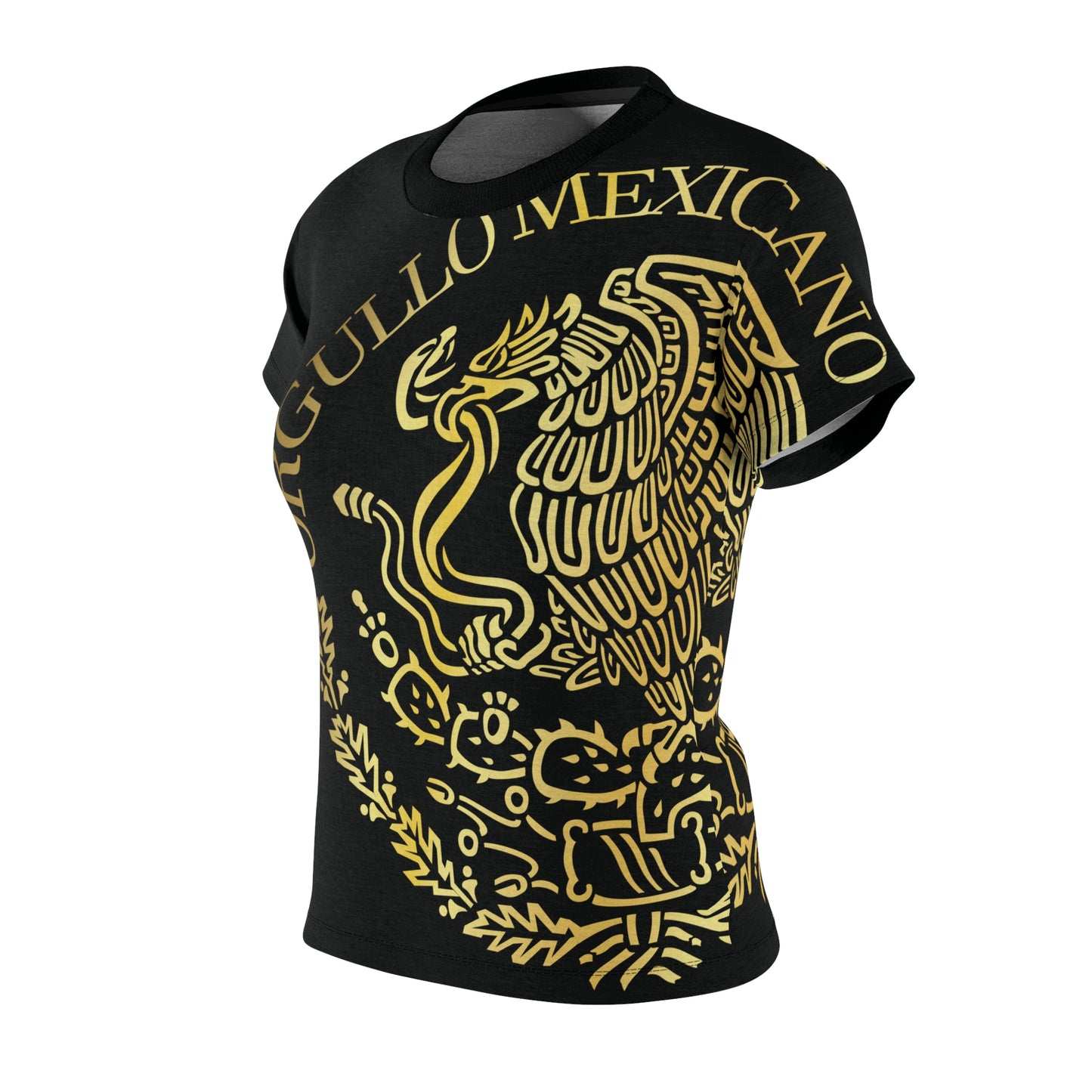 Golden-Black Mexican Flag Shield T-shirt for Women