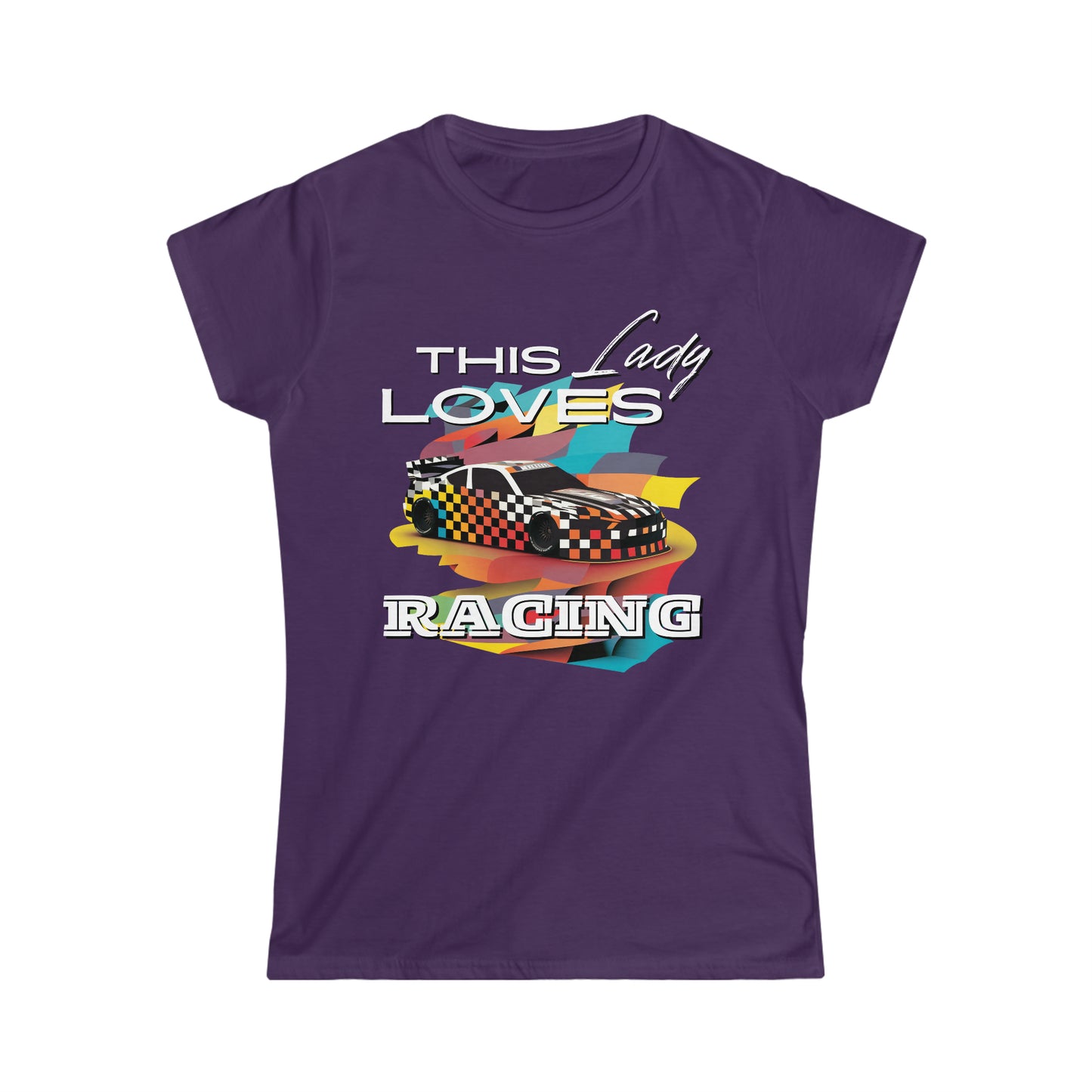 This Lady Loves Racing Cars Women's Cotton Softstyle T-Shirt