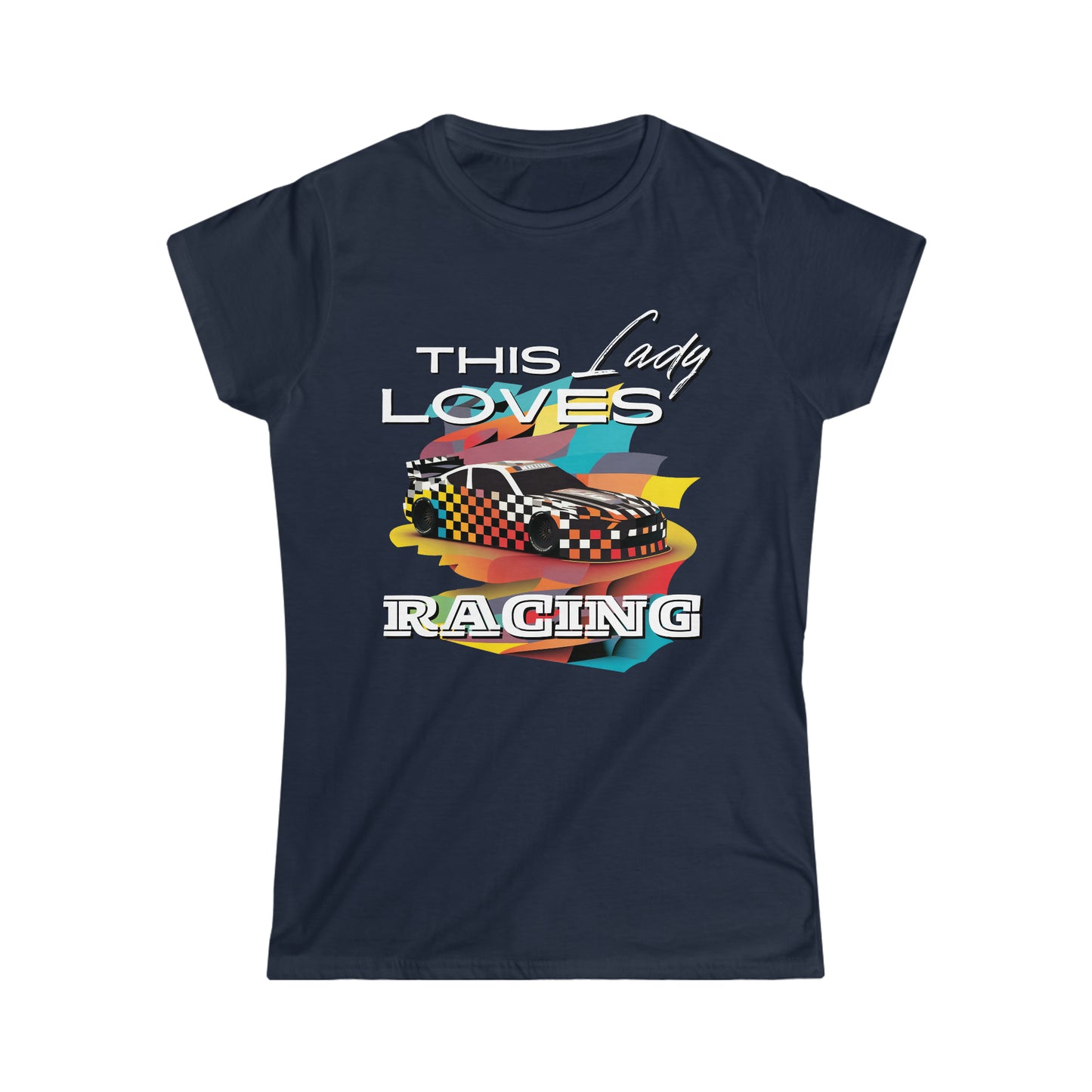 This Lady Loves Racing Cars Women's Cotton Softstyle T-Shirt