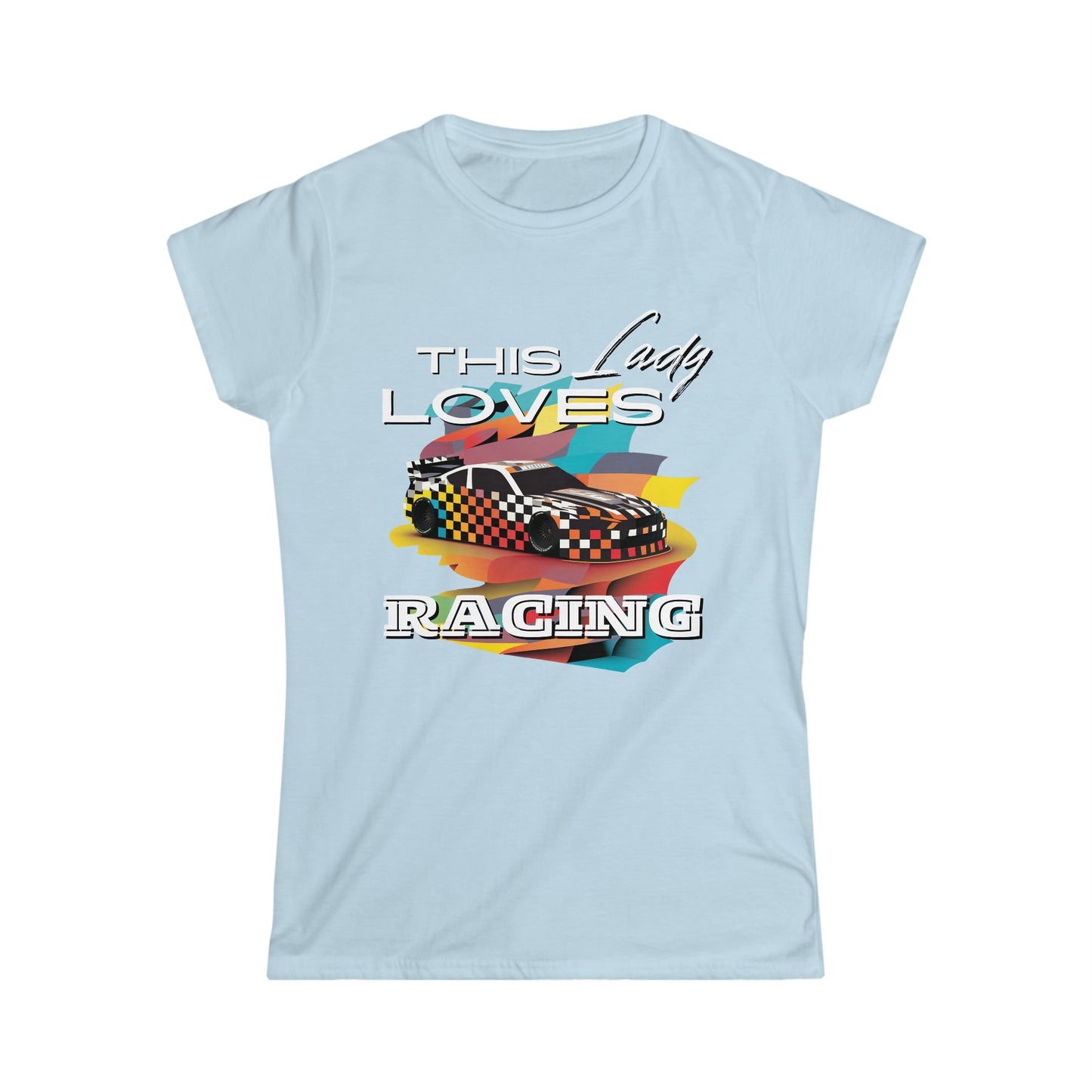 This Lady Loves Racing Cars Women's Cotton Softstyle T-Shirt