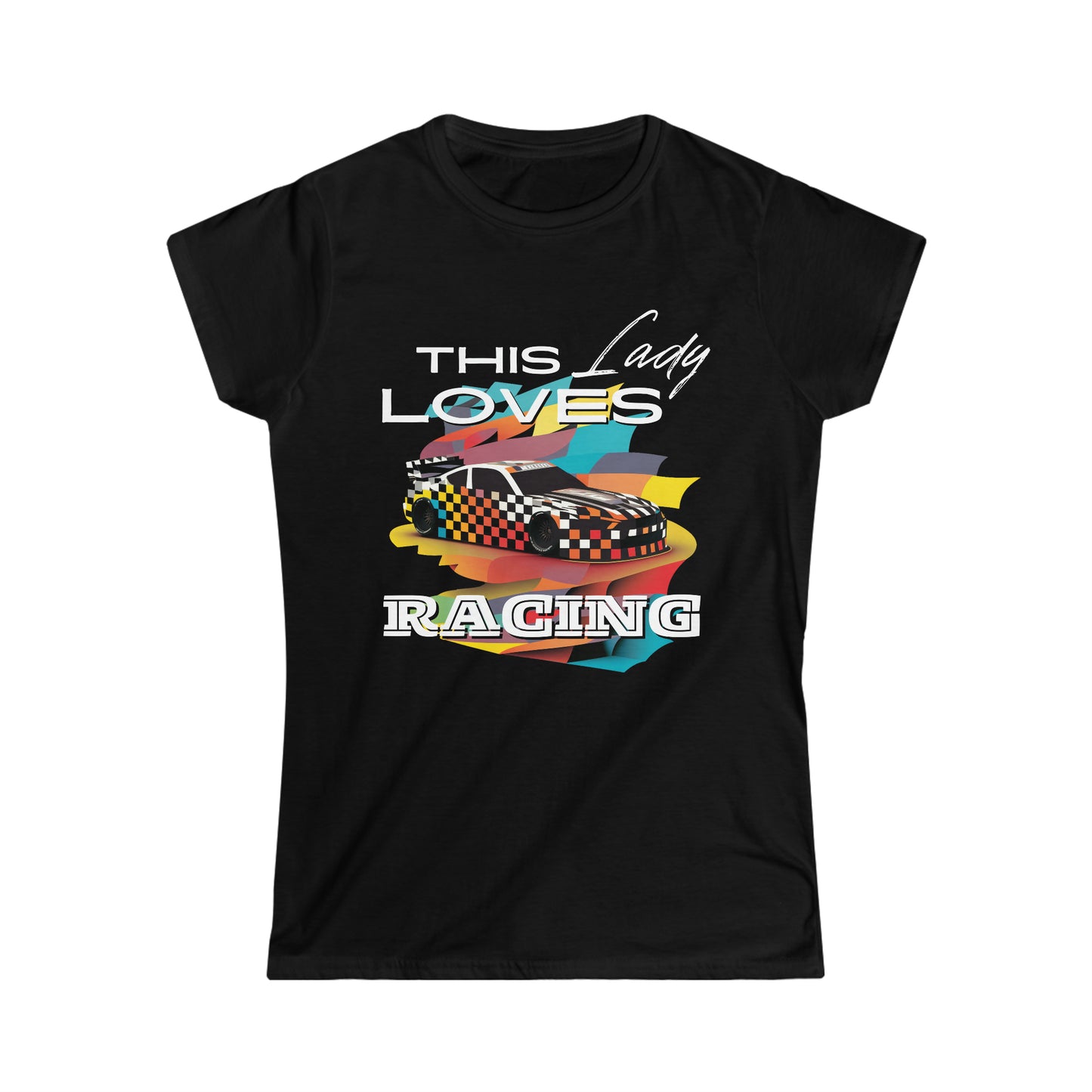 This Lady Loves Racing Cars Women's Cotton Softstyle T-Shirt