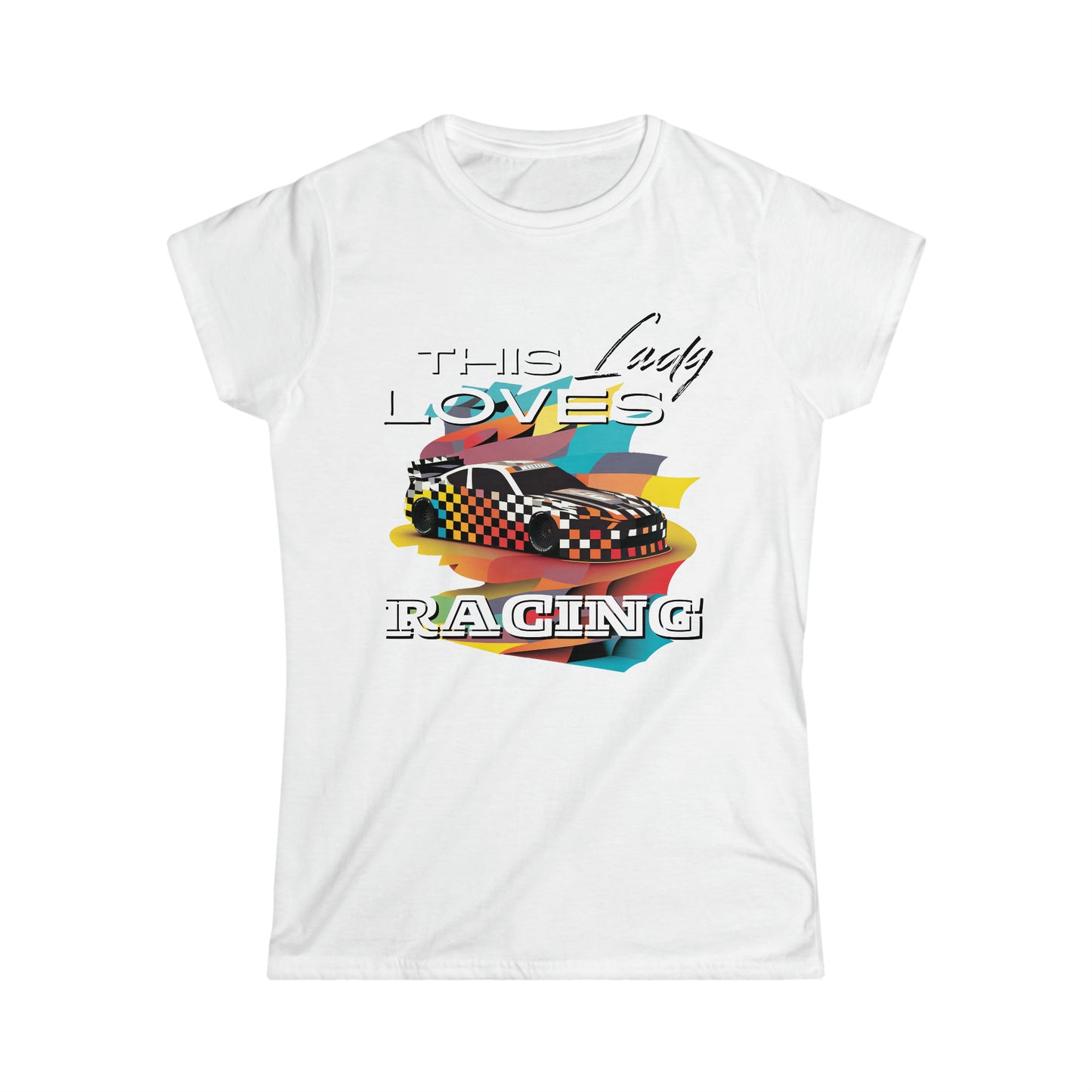 This Lady Loves Racing Cars Women's Cotton Softstyle T-Shirt