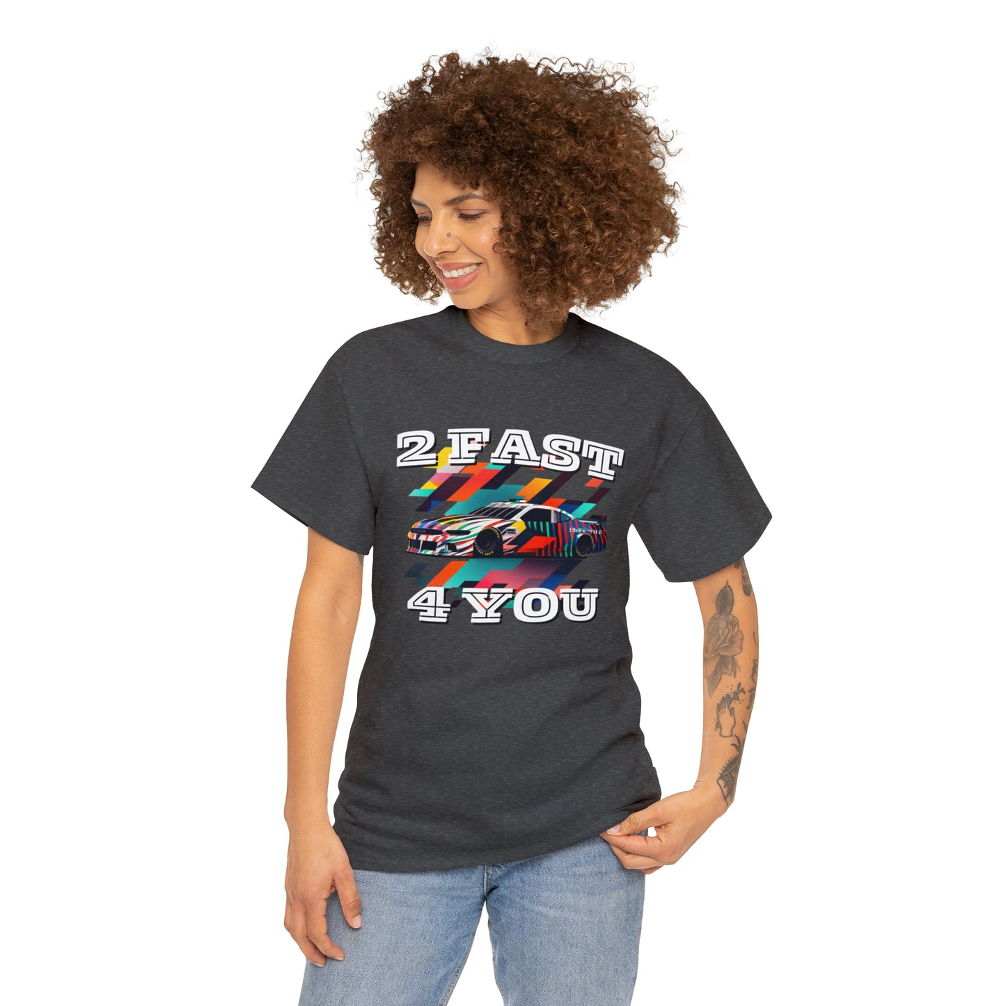 2 Fast 4 You Fast Speed Car Men's Cotton Short Sleeve T-Shirt, Car Racing Speed Tee, Classic Fit Shirt for Man