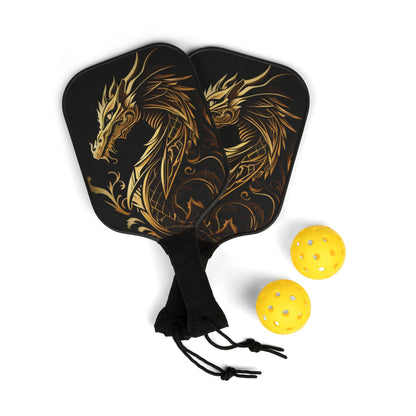 Black and Gold Dragon Pickleball Kit - Non-Personalized