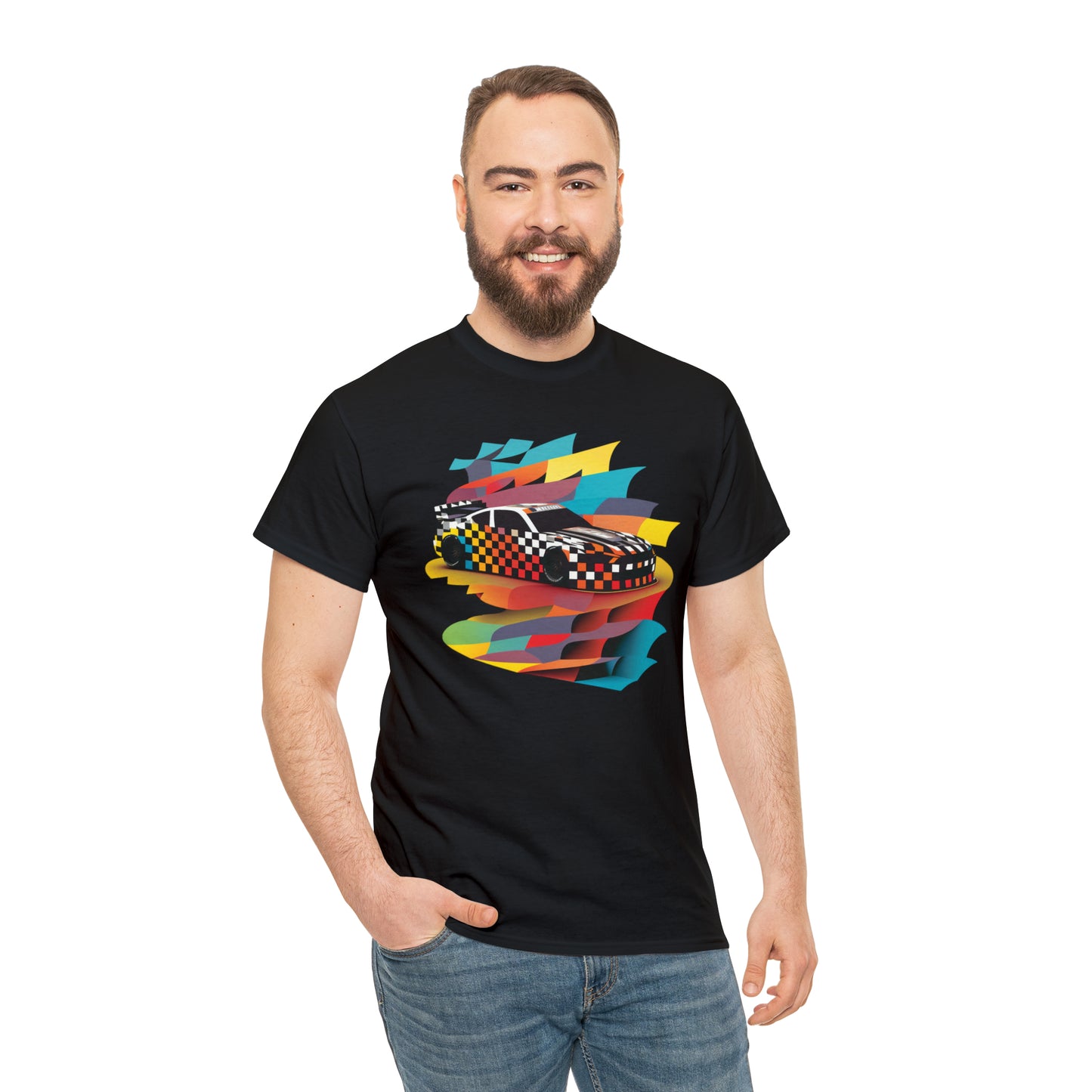 Racing Speed Car Men's Cotton Short Sleeve T-Shirt, Car Racing Speed Tee, Classic Fit Shirt for Man