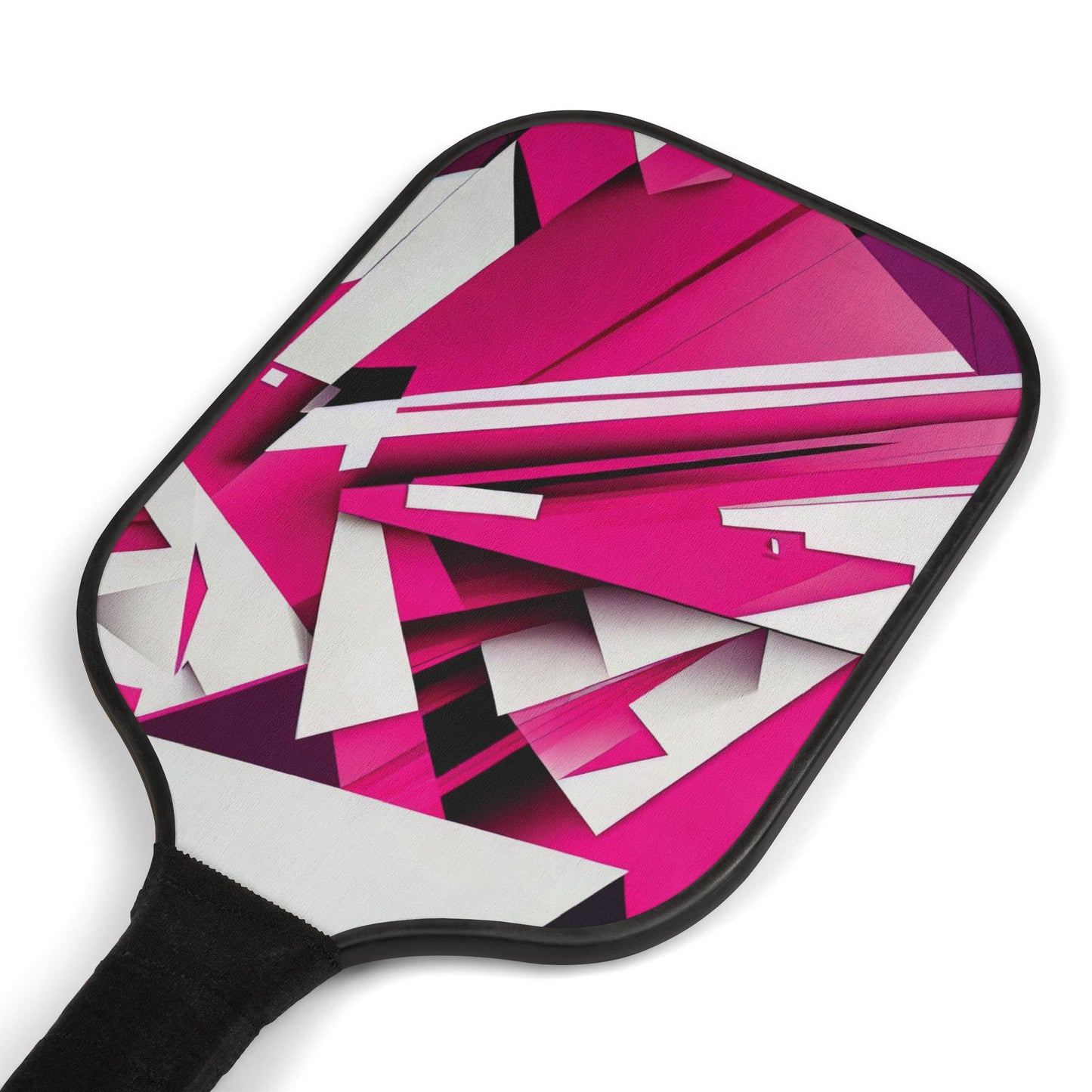 Pop of Pink Color Geometric Pattern Pickleball Kit - Non-Personalized