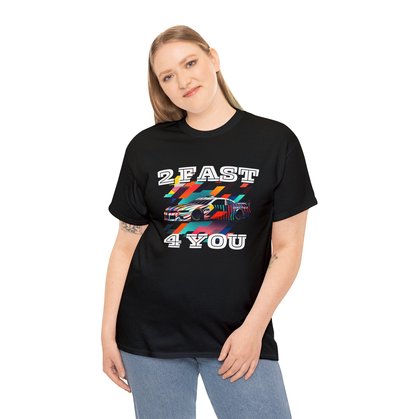 2 Fast 4 You Fast Speed Car Men's Cotton Short Sleeve T-Shirt, Car Racing Speed Tee, Classic Fit Shirt for Man