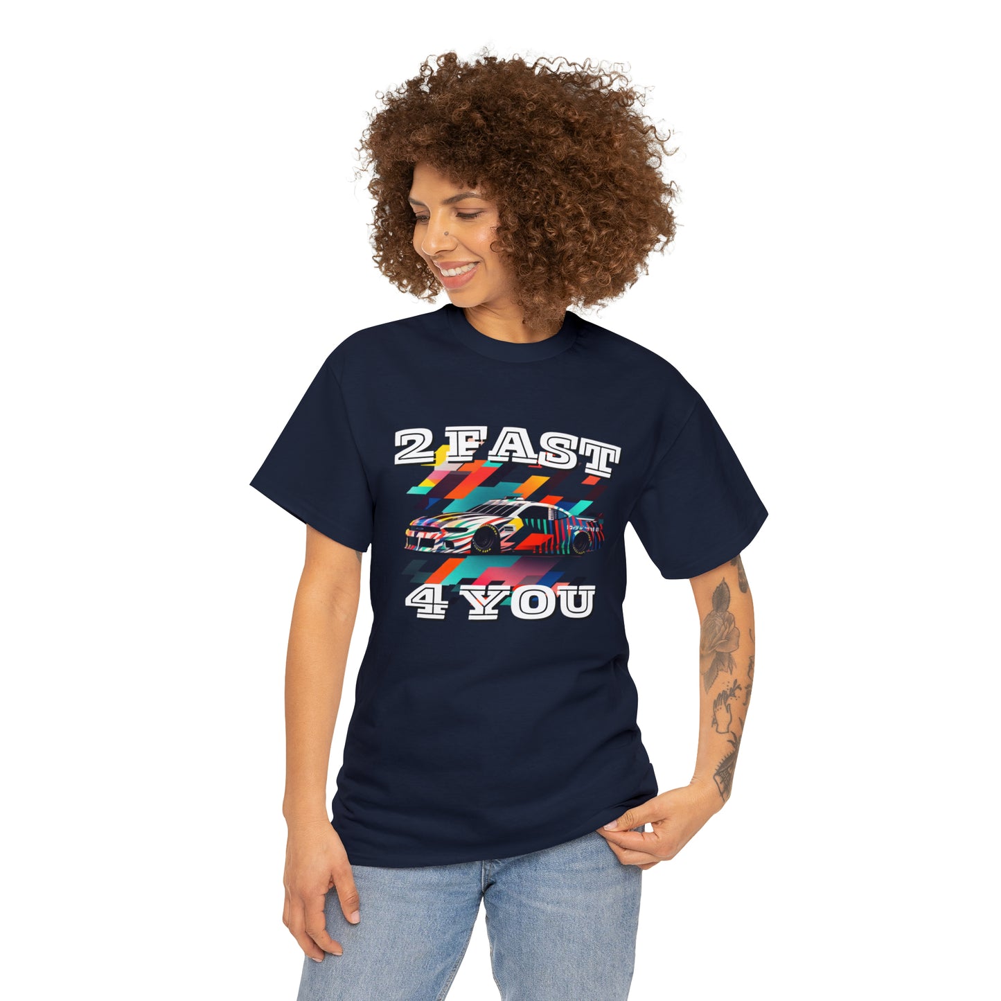 2 Fast 4 You Fast Speed Car Men's Cotton Short Sleeve T-Shirt, Car Racing Speed Tee, Classic Fit Shirt for Man