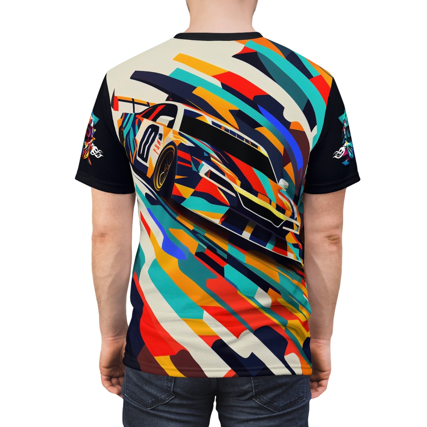 Abstract Racing Speed Car Adult Polyester T-Shirt, Men's Printed Short Sleeve Tee, Abstract Fast Car Shirt for Man