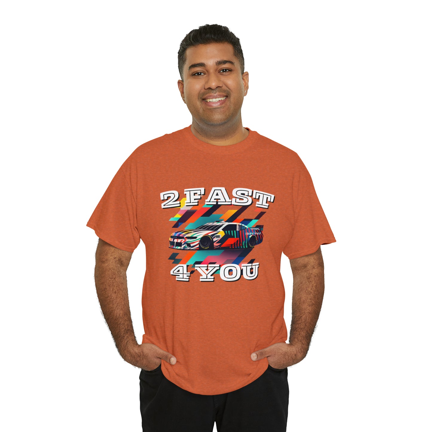 2 Fast 4 You Fast Speed Car Men's Cotton Short Sleeve T-Shirt, Car Racing Speed Tee, Classic Fit Shirt for Man