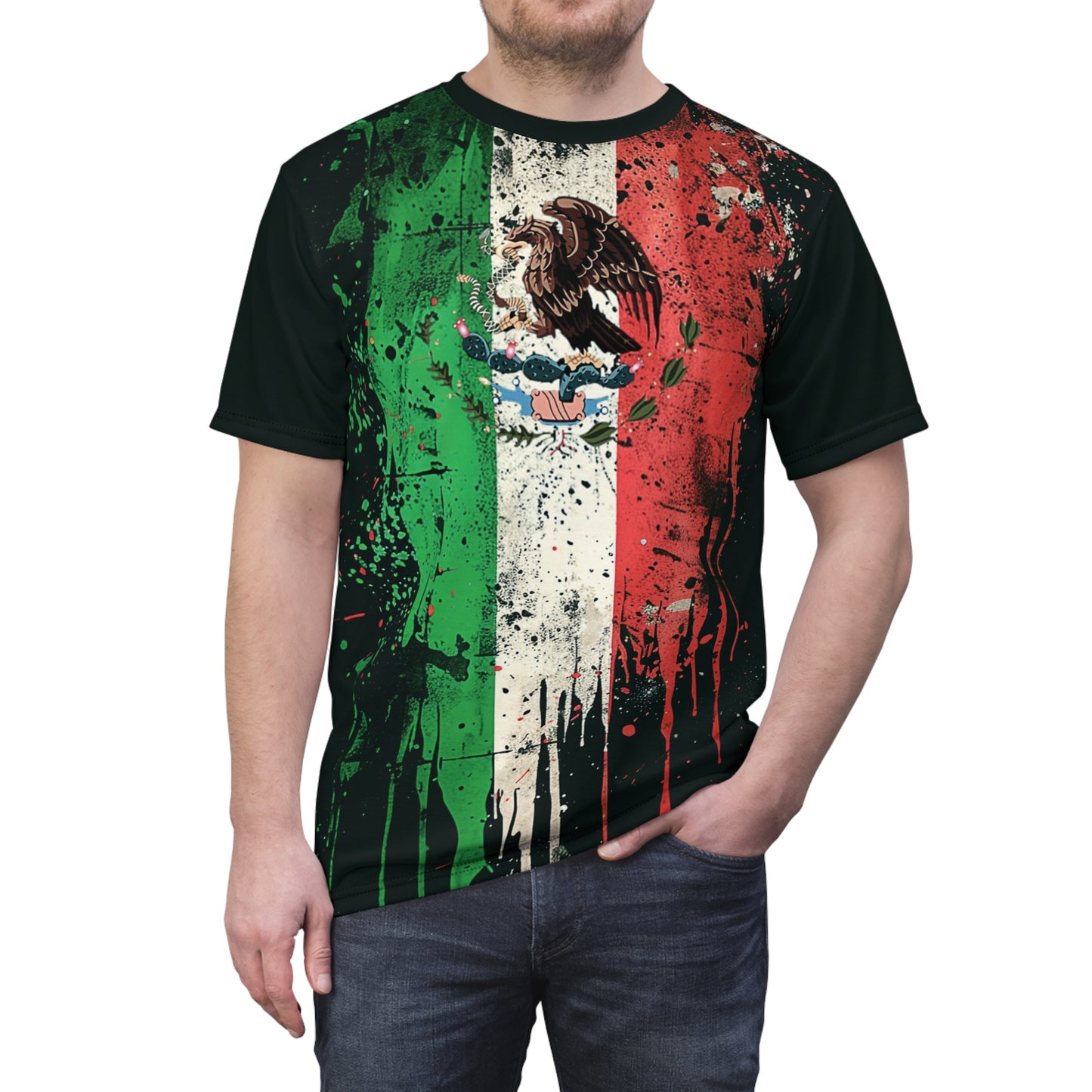 Dirty Grudge Mexican Flag Tri-Color T-shirt for Men