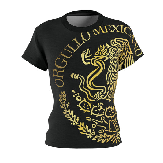 Golden-Black Mexican Flag Shield T-shirt for Women