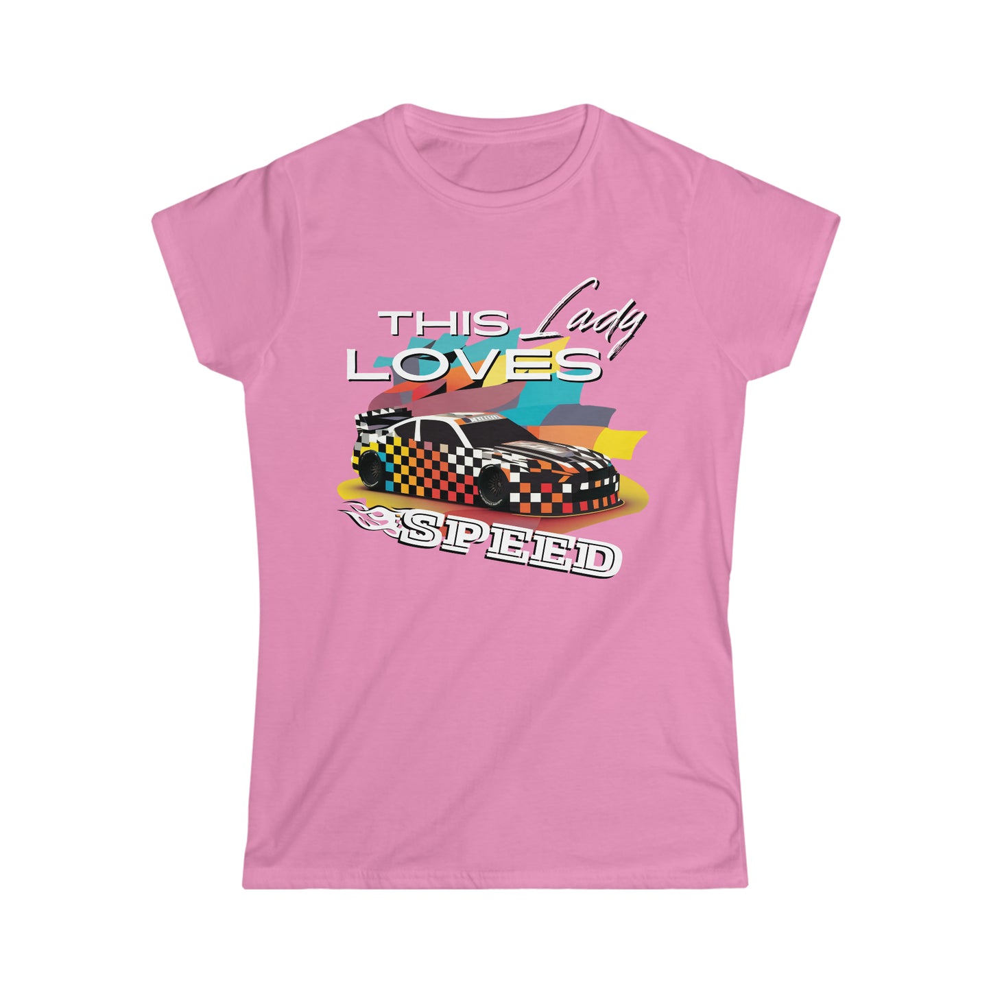 This Lady Loves Speed Cars Women's Cotton Softstyle T-Shirt