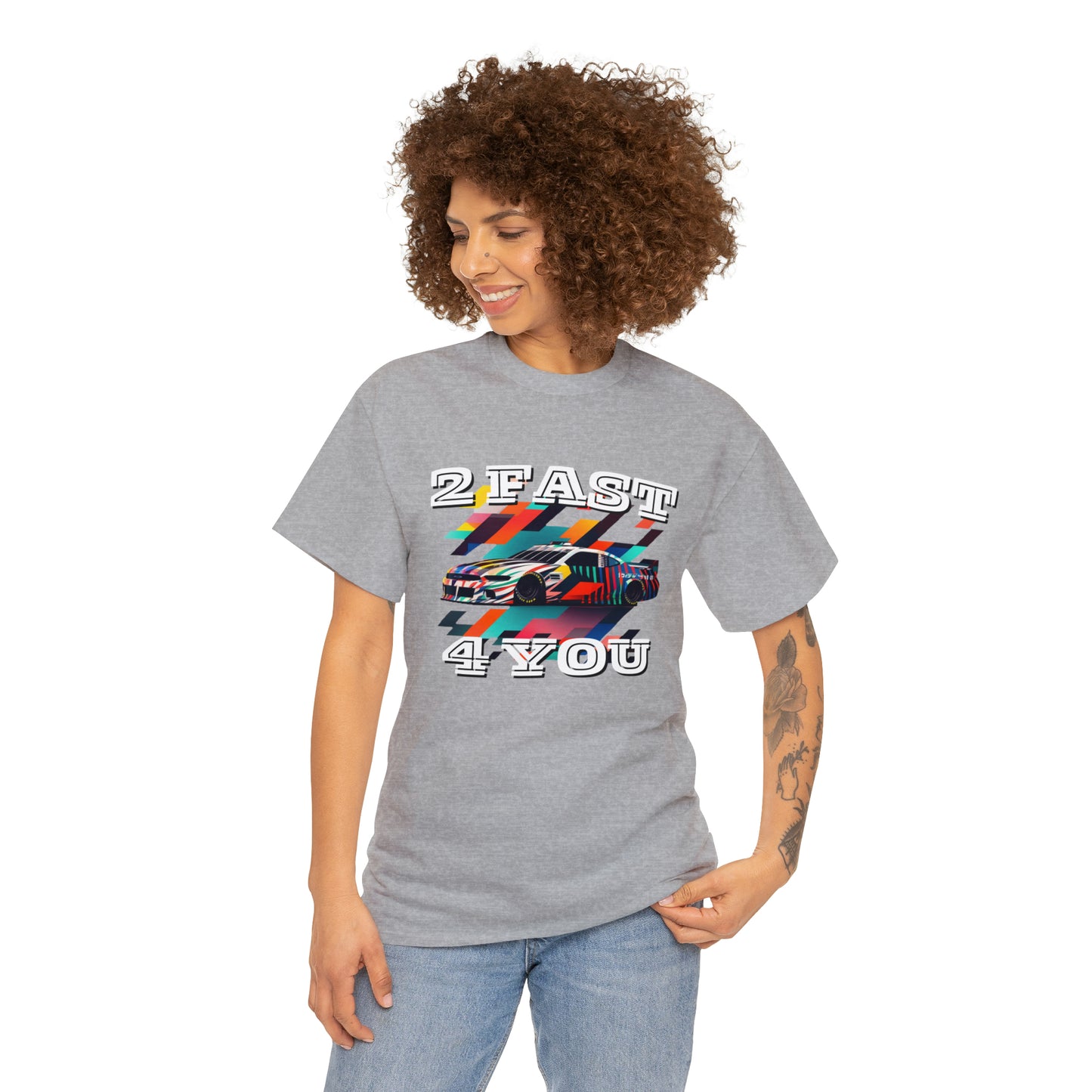 2 Fast 4 You Fast Speed Car Men's Cotton Short Sleeve T-Shirt, Car Racing Speed Tee, Classic Fit Shirt for Man