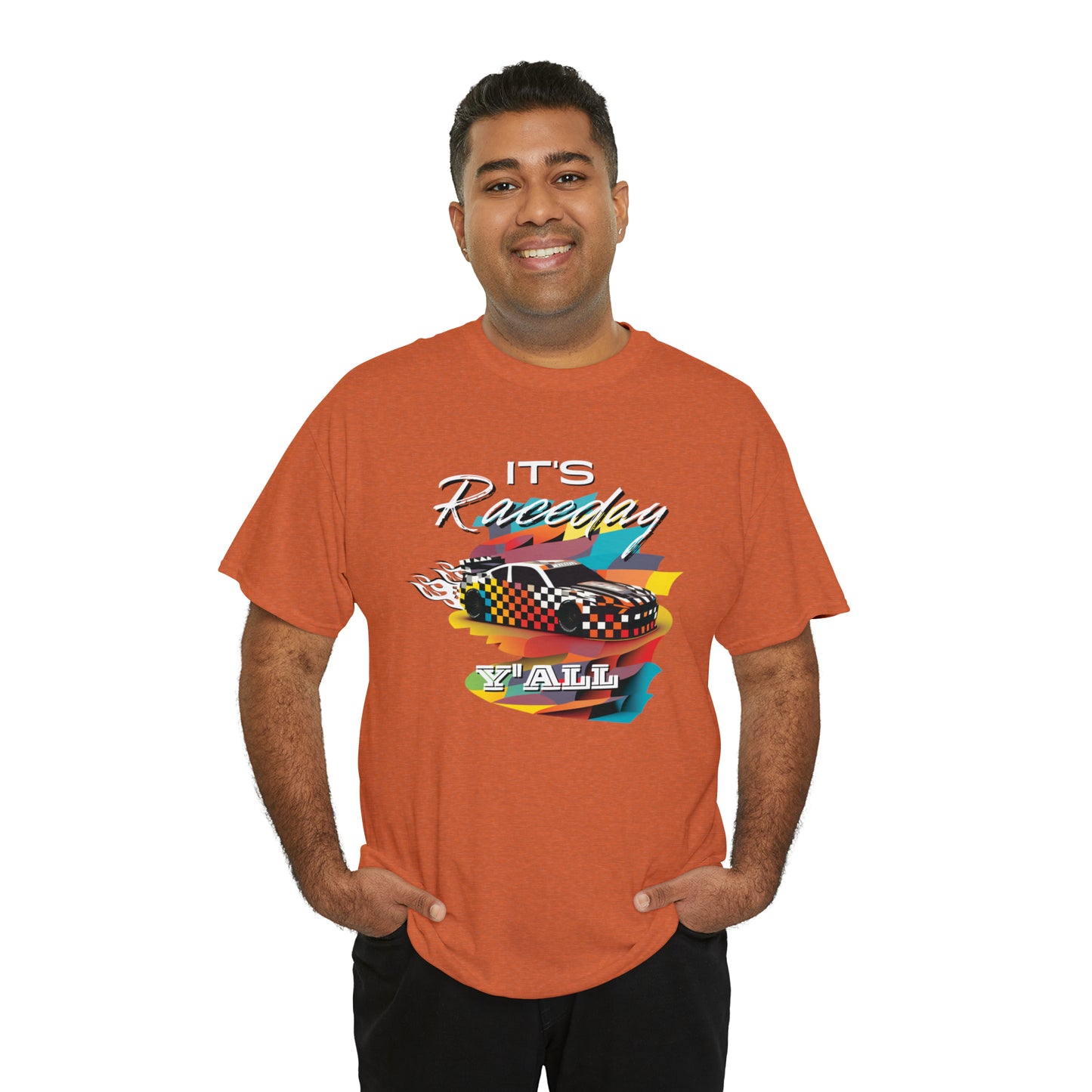 It's Raceday Y'all Speed Car Men's Cotton Short Sleeve T-Shirt, Car Racing Speed Tee, Classic Fit Shirt for Man