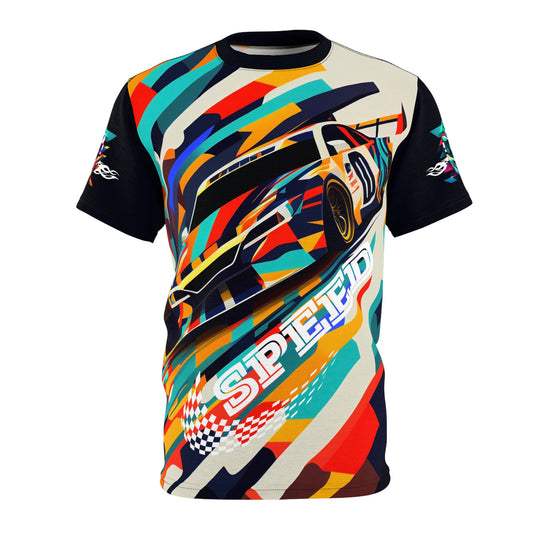Abstract Racing Speed Car Adult Polyester T-Shirt, Men's Printed Short Sleeve Tee, Abstract Fast Car Shirt for Man