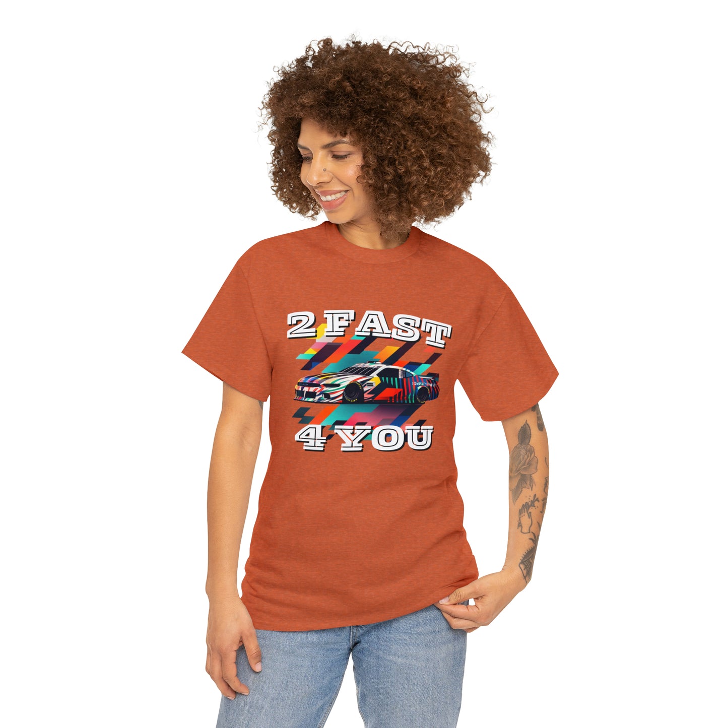 2 Fast 4 You Fast Speed Car Men's Cotton Short Sleeve T-Shirt, Car Racing Speed Tee, Classic Fit Shirt for Man