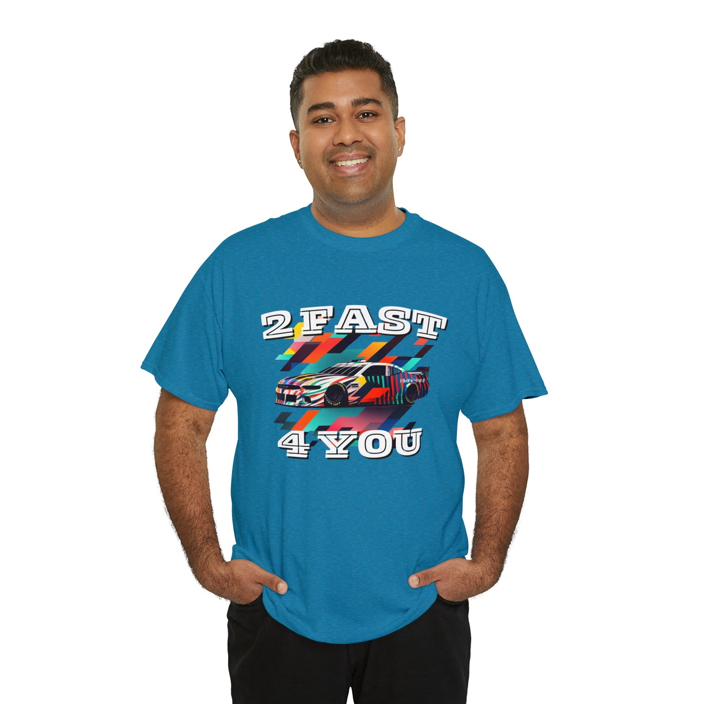 2 Fast 4 You Fast Speed Car Men's Cotton Short Sleeve T-Shirt, Car Racing Speed Tee, Classic Fit Shirt for Man