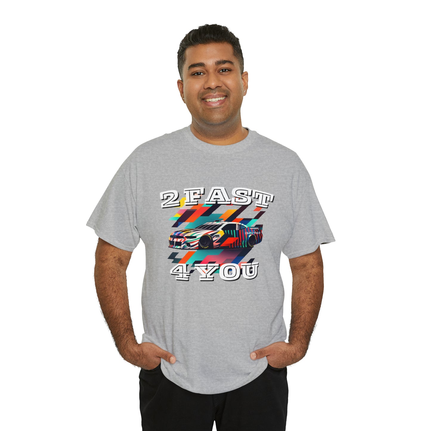 2 Fast 4 You Fast Speed Car Men's Cotton Short Sleeve T-Shirt, Car Racing Speed Tee, Classic Fit Shirt for Man