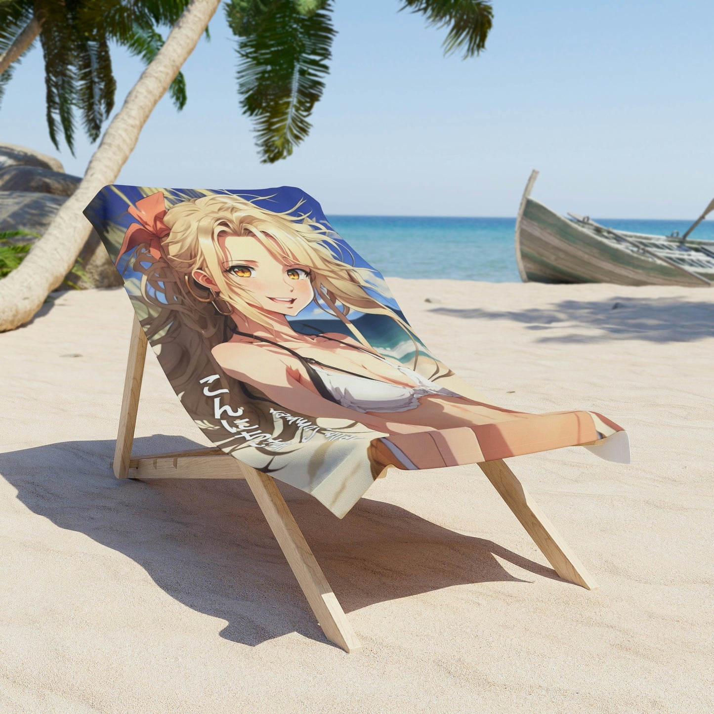 Summer Beach Towel: Sexy Anime Girl on the Beach | Absorbent Cotton-Polyester Pool Towel