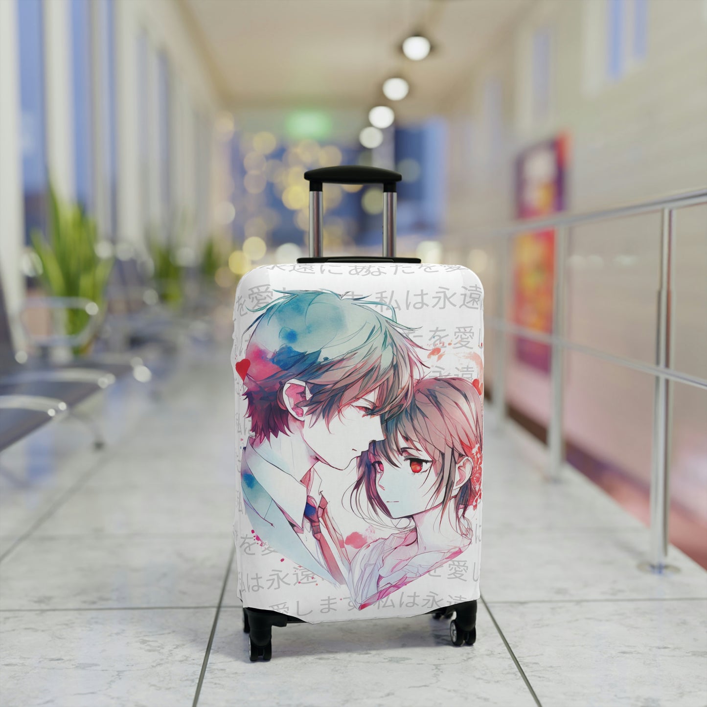 Anime Couple's Heart Luggage Cover | Elastic Cover for Luggage | Cubierta para Maletas