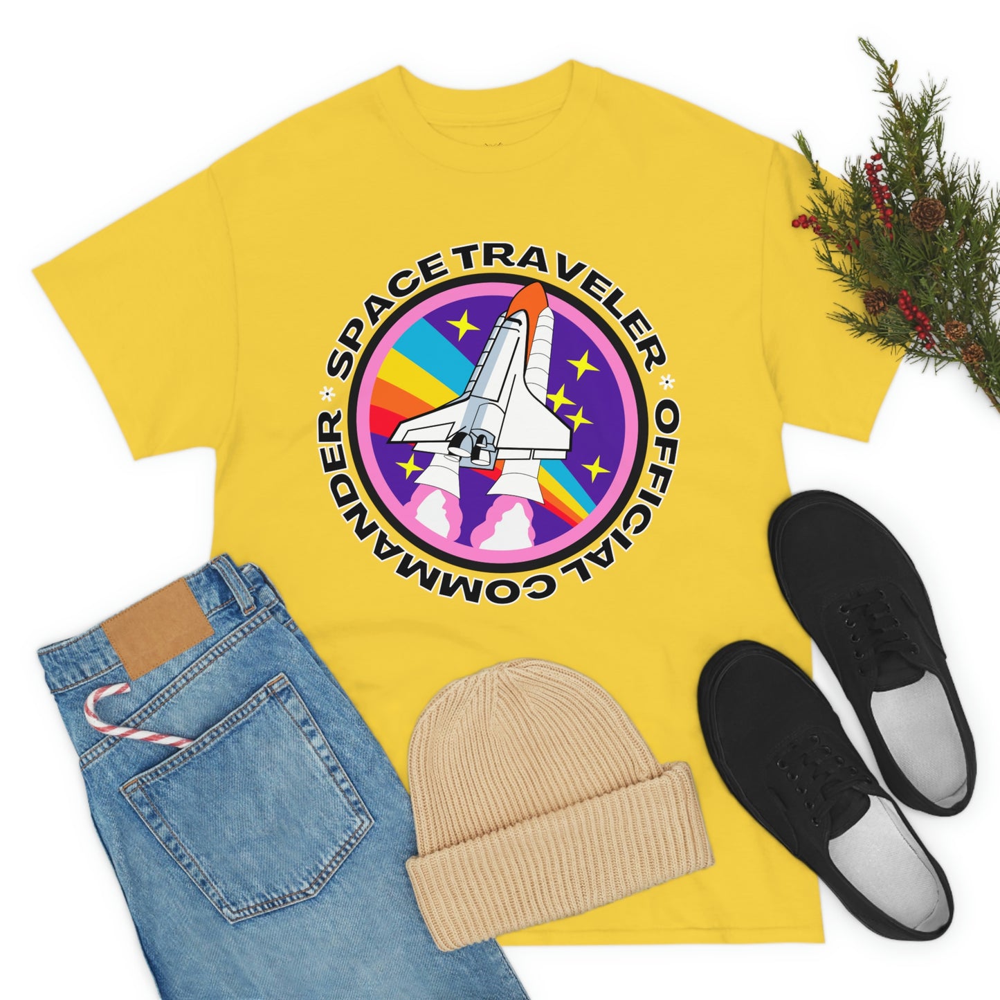 Space Traveler Commander Short Sleeve Tee | Unisex Heavy Cotton T-Shirt | Playera de Algodón | Rocketship T-shirt