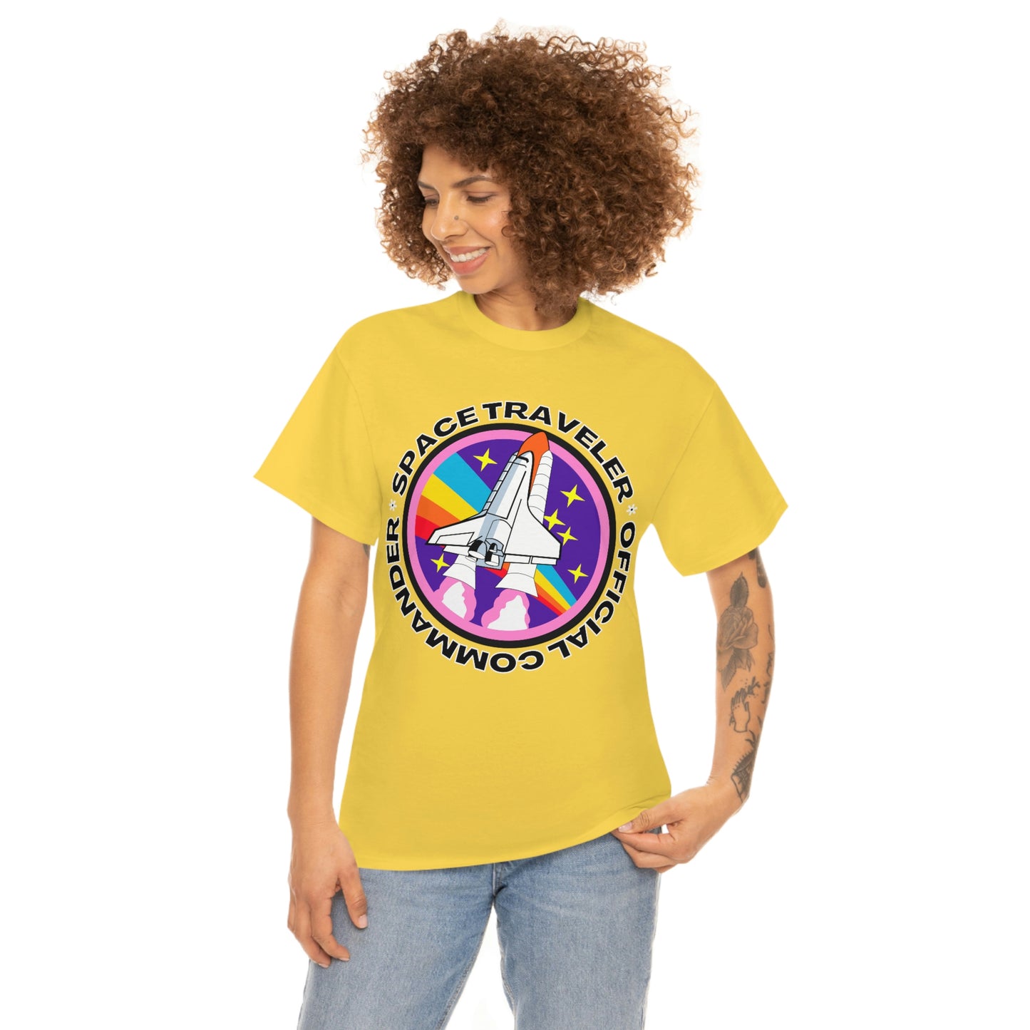 Space Traveler Commander Short Sleeve Tee | Unisex Heavy Cotton T-Shirt | Playera de Algodón | Rocketship T-shirt