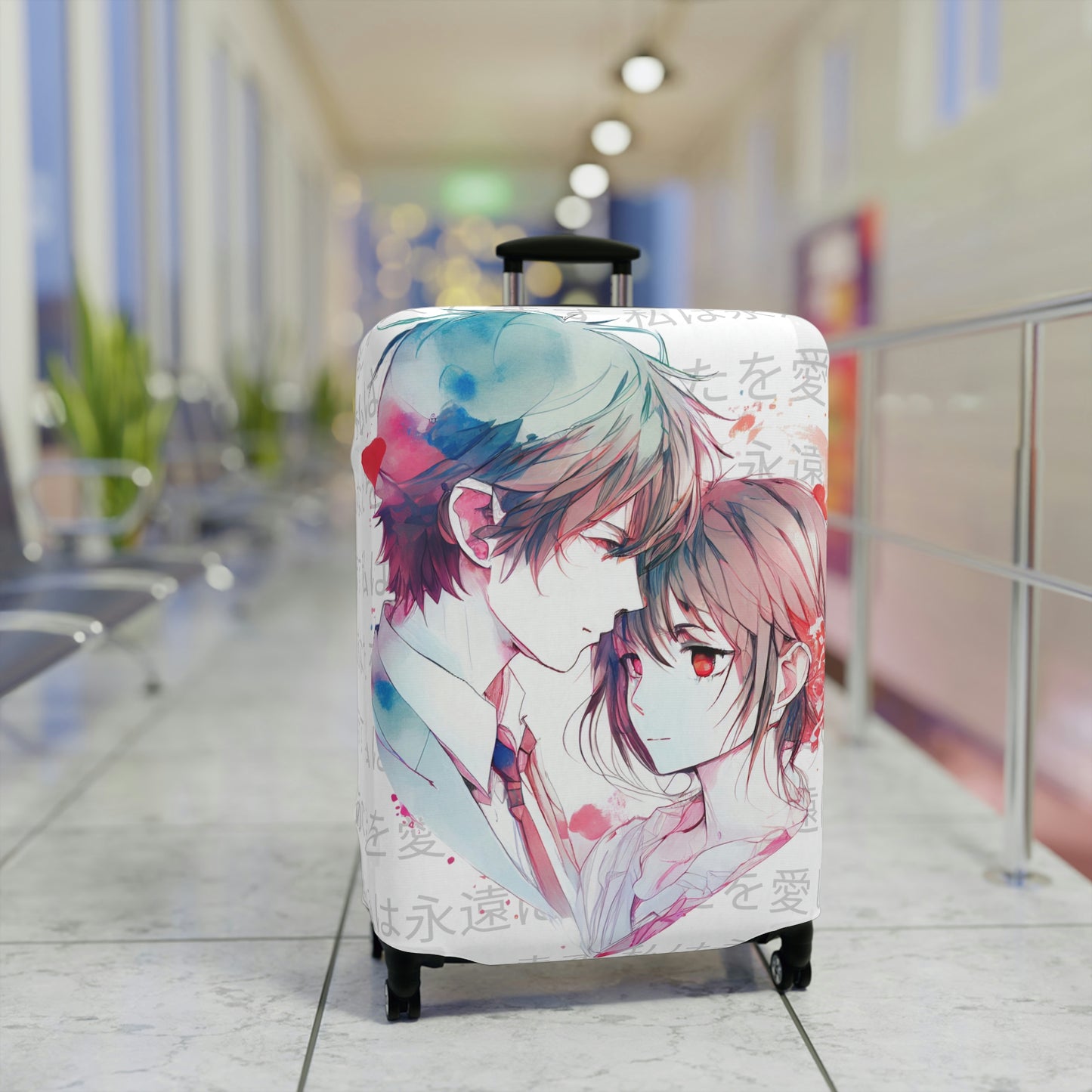 Anime Couple's Heart Luggage Cover | Elastic Cover for Luggage | Cubierta para Maletas