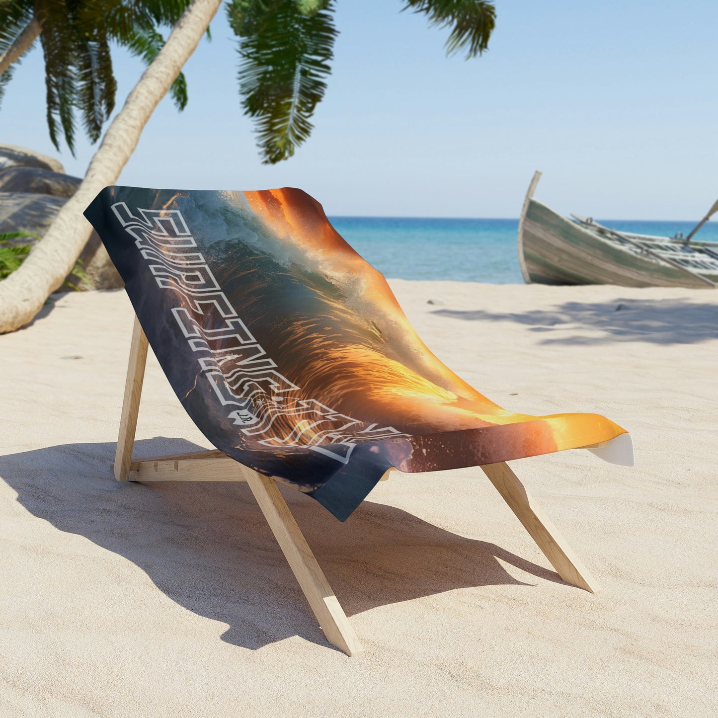 Personalized Beach Towel: Surfing Time Sunset Wave | Absorbent Cotton-Polyester Pool Towel | Toalla de Playa Absorbente