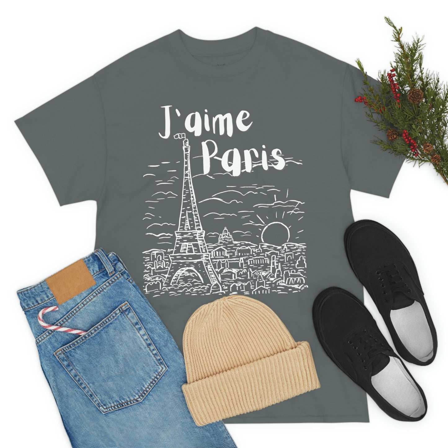 J'aime Paris Short Sleeve Tee | Unisex Heavy Cotton T-Shirt | Playera de Algodón | I love Paris T-shirt