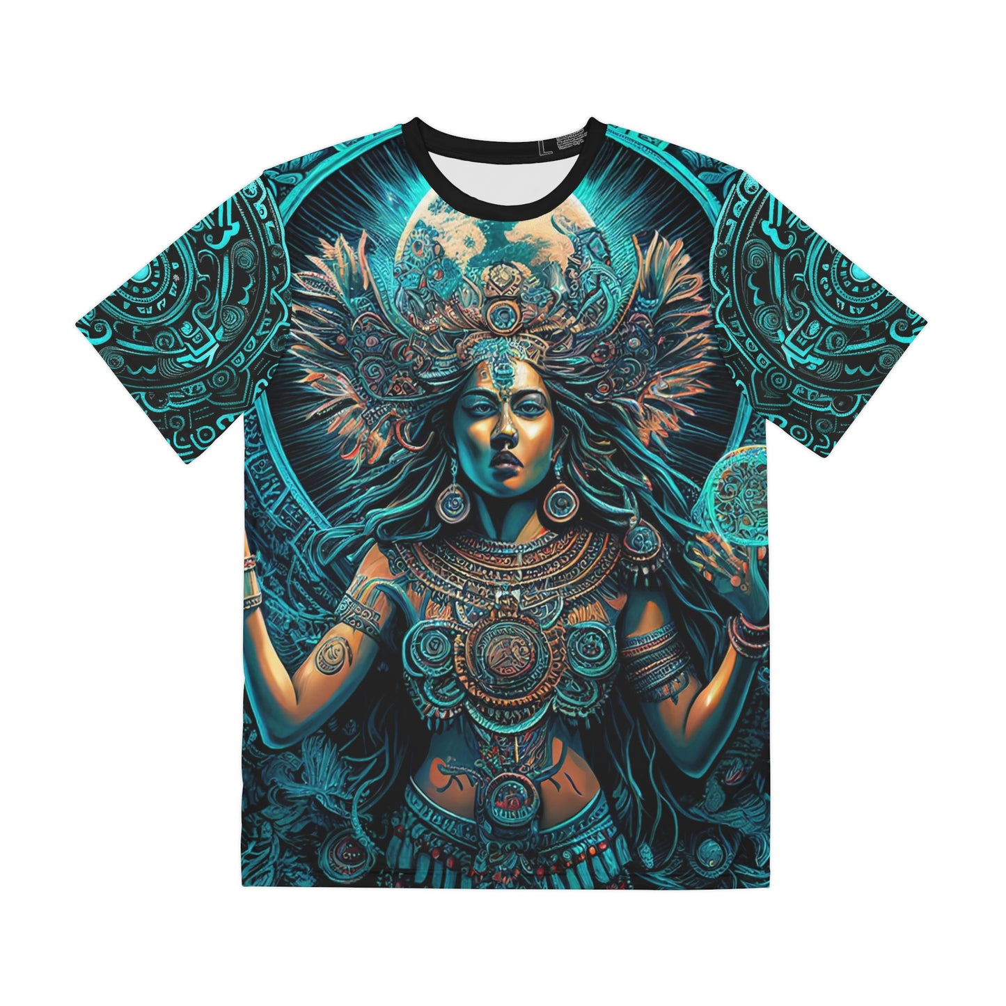 Aztec Goddess of the Moon Meztli T-Shirt | Men's Printed Polyester Tee | Short Sleeve T-Shirt for Man