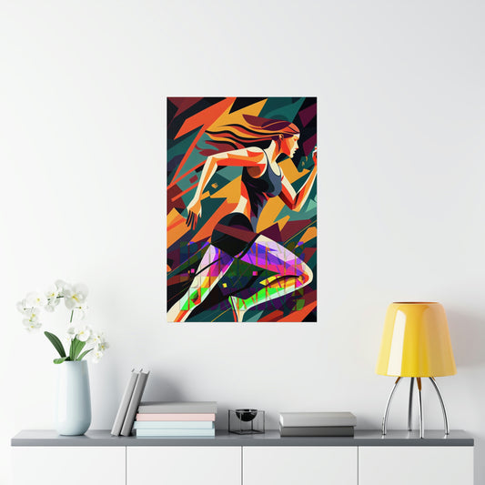 Running Premium Matte Posters | Abstract Runner Poster | Home and Business Posters