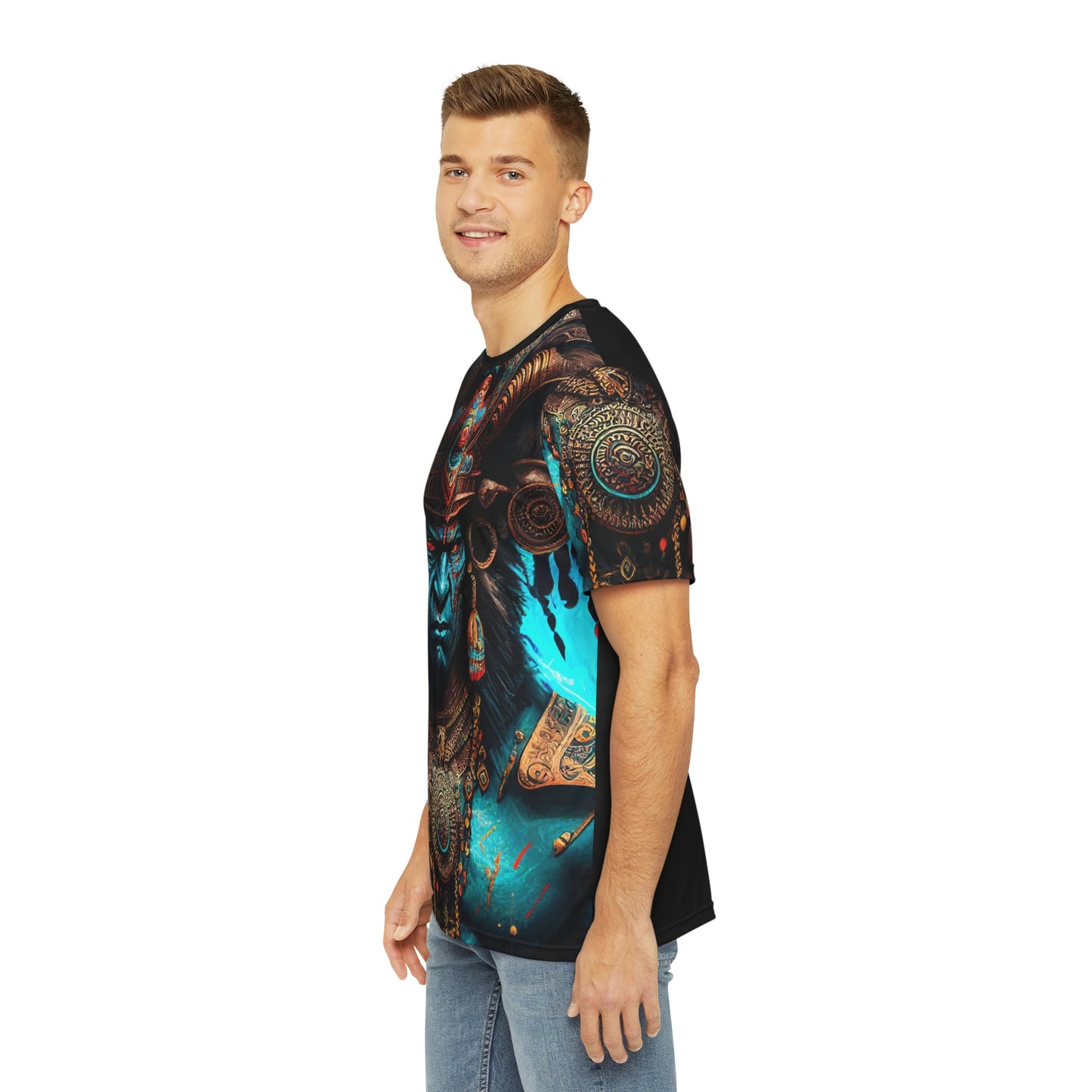 Tlaloc Aztec God of Rain T-Shirt | Short Sleeve T-Shirt for Man |  Men's Printed Polyester Tee