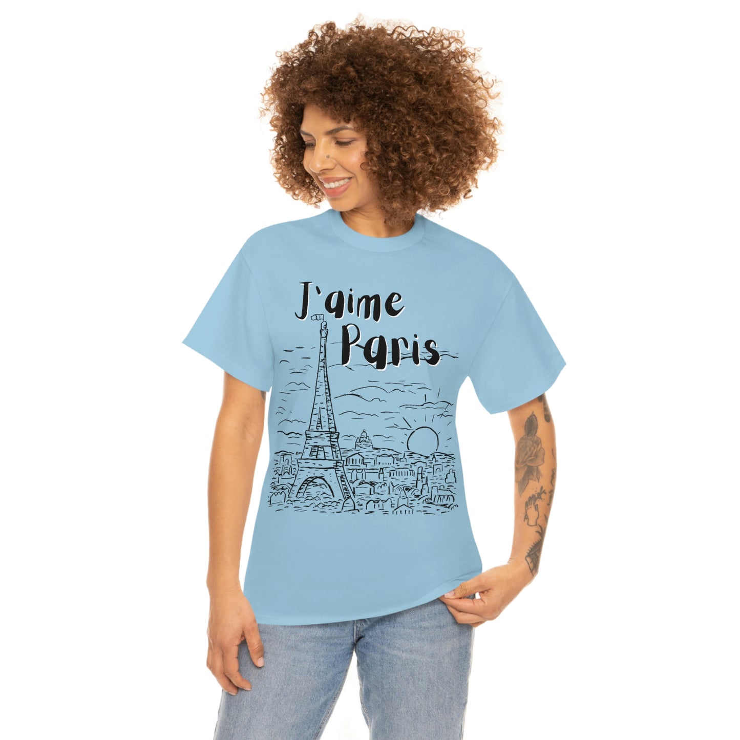 J'aime Paris Short Sleeve Tee | Unisex Heavy Cotton T-Shirt | Playera de Algodón | I love Paris T-shirt