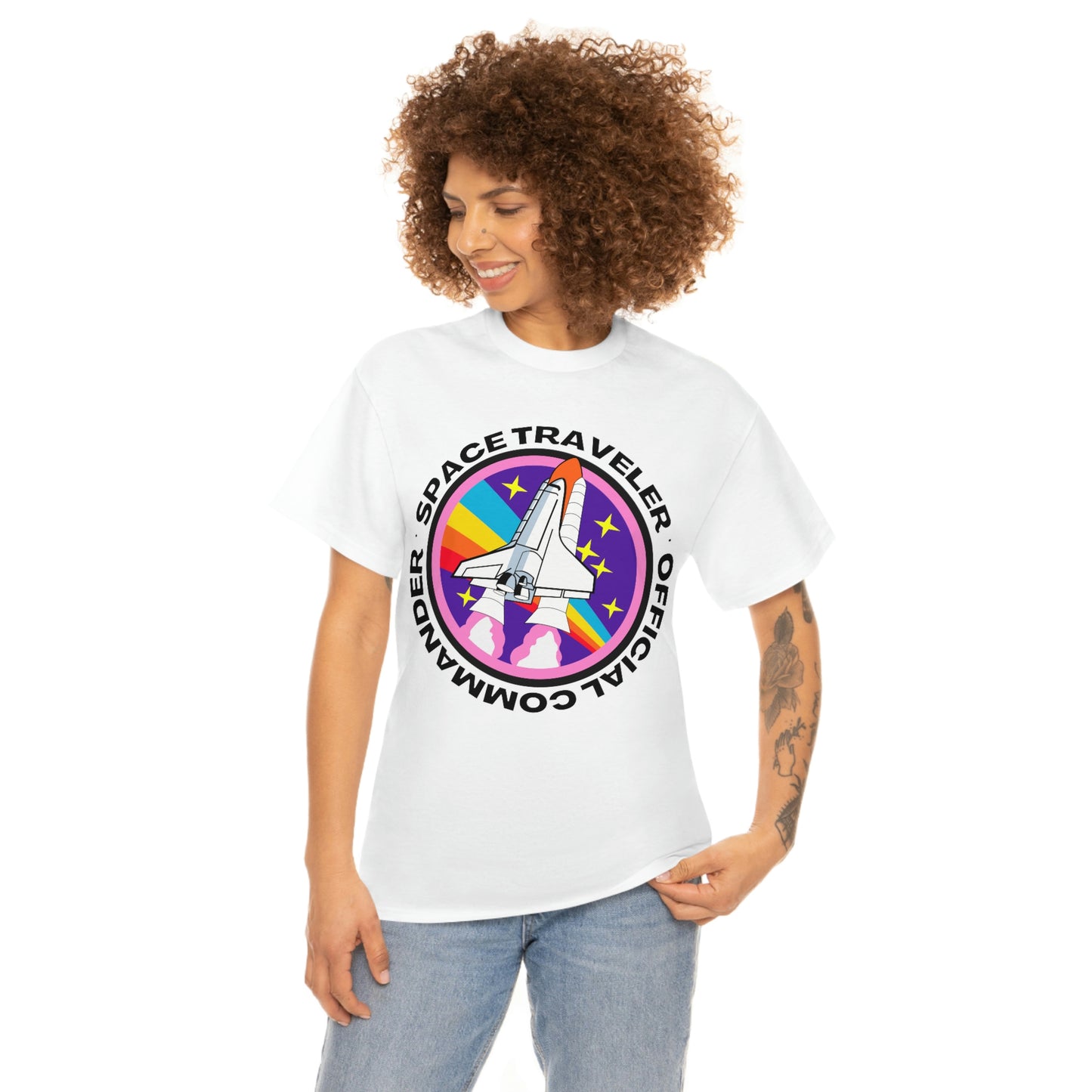 Space Traveler Commander Short Sleeve Tee | Unisex Heavy Cotton T-Shirt | Playera de Algodón | Rocketship T-shirt