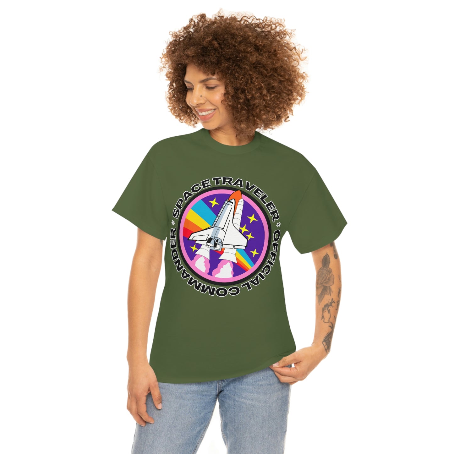 Space Traveler Commander Short Sleeve Tee | Unisex Heavy Cotton T-Shirt | Playera de Algodón | Rocketship T-shirt