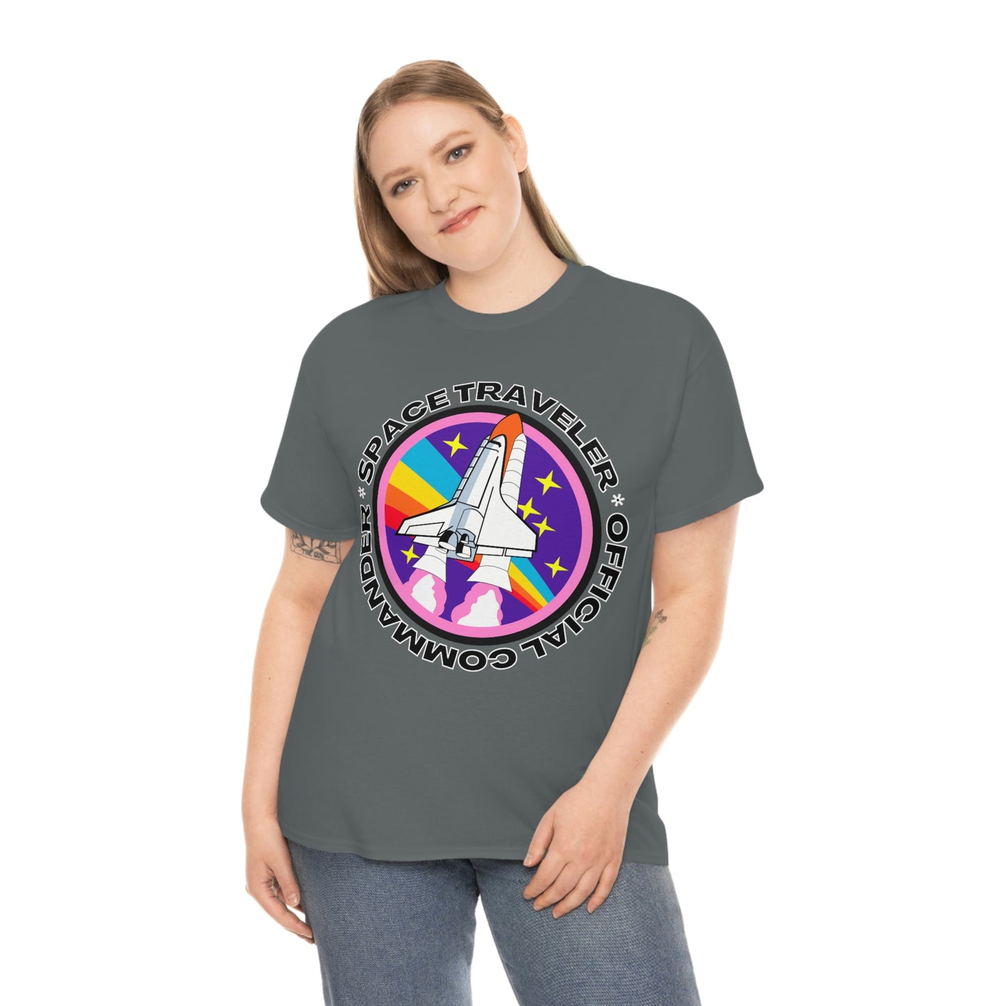 Space Traveler Commander Short Sleeve Tee | Unisex Heavy Cotton T-Shirt | Playera de Algodón | Rocketship T-shirt