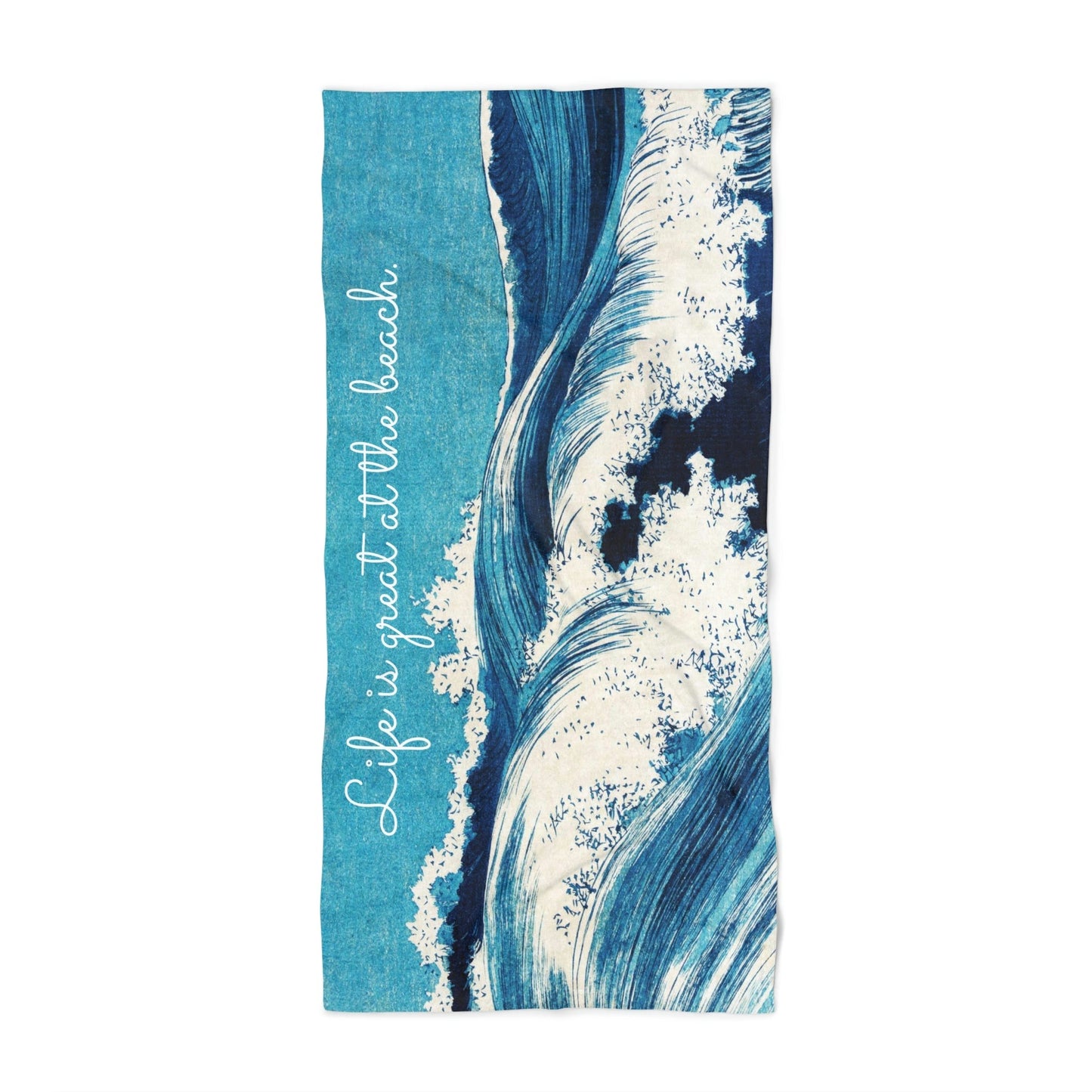 Beach Towel: Blue Waves | Absorbent Cotton-Polyester Pool Towel