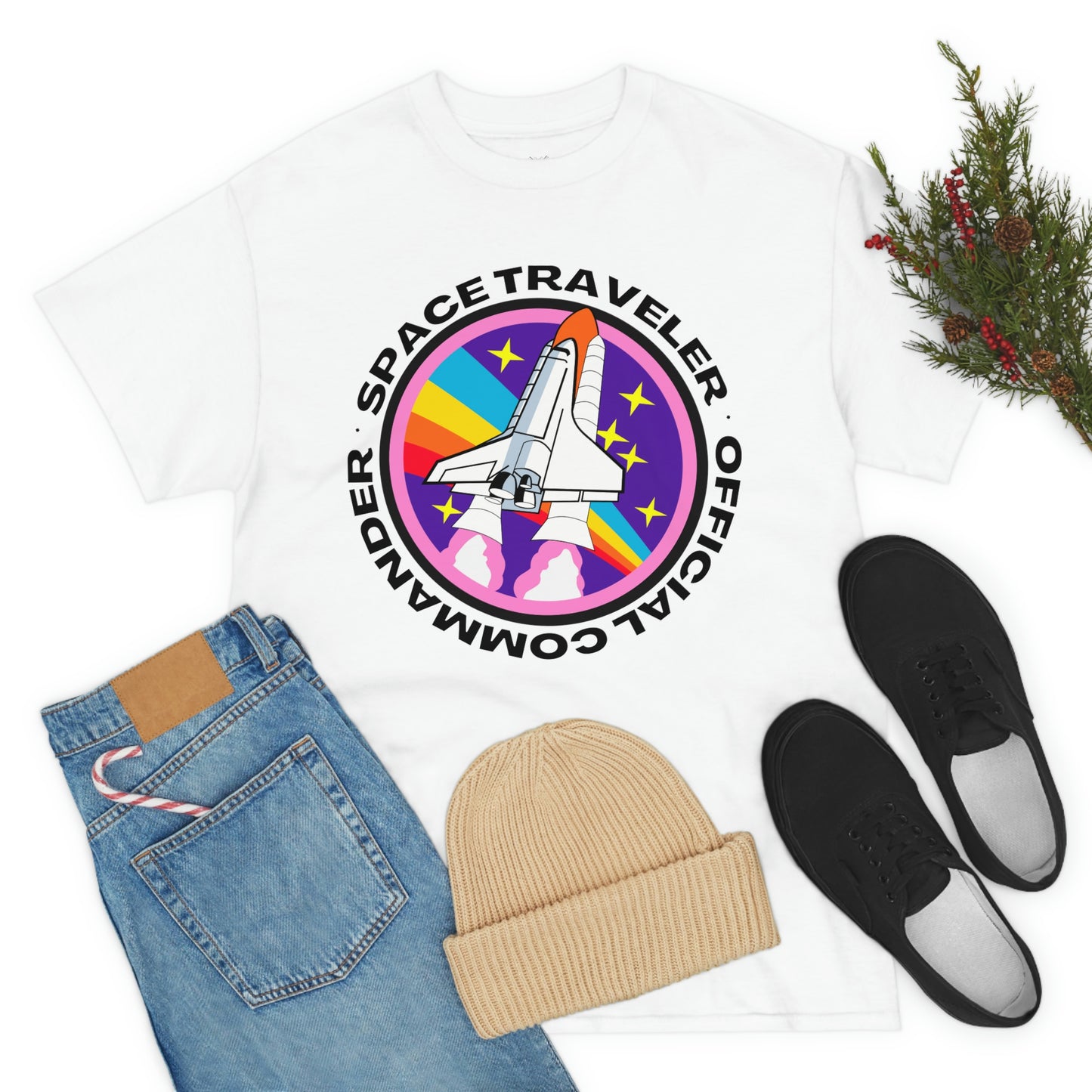 Space Traveler Commander Short Sleeve Tee | Unisex Heavy Cotton T-Shirt | Playera de Algodón | Rocketship T-shirt