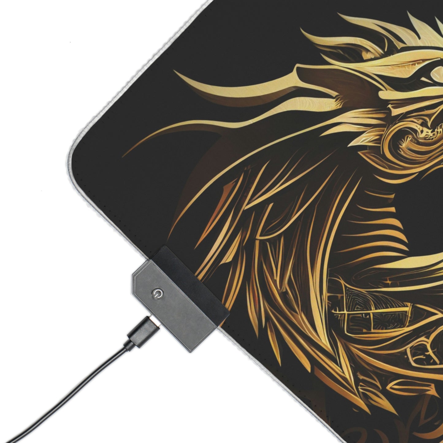 Dragon Love USB LED Gaming Mouse Pad | RGB LED Non-slip Gamer Desktop Mouse Pad | Black and Gold Gaming Pad