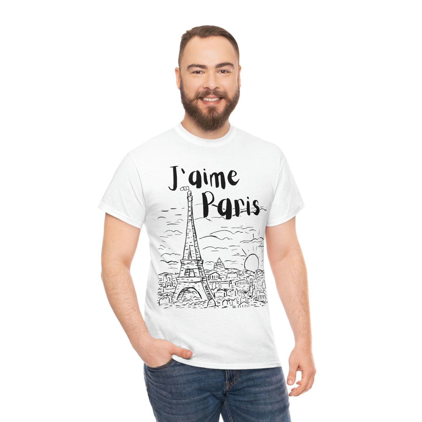 J'aime Paris Short Sleeve Tee | Unisex Heavy Cotton T-Shirt | Playera de Algodón | I love Paris T-shirt