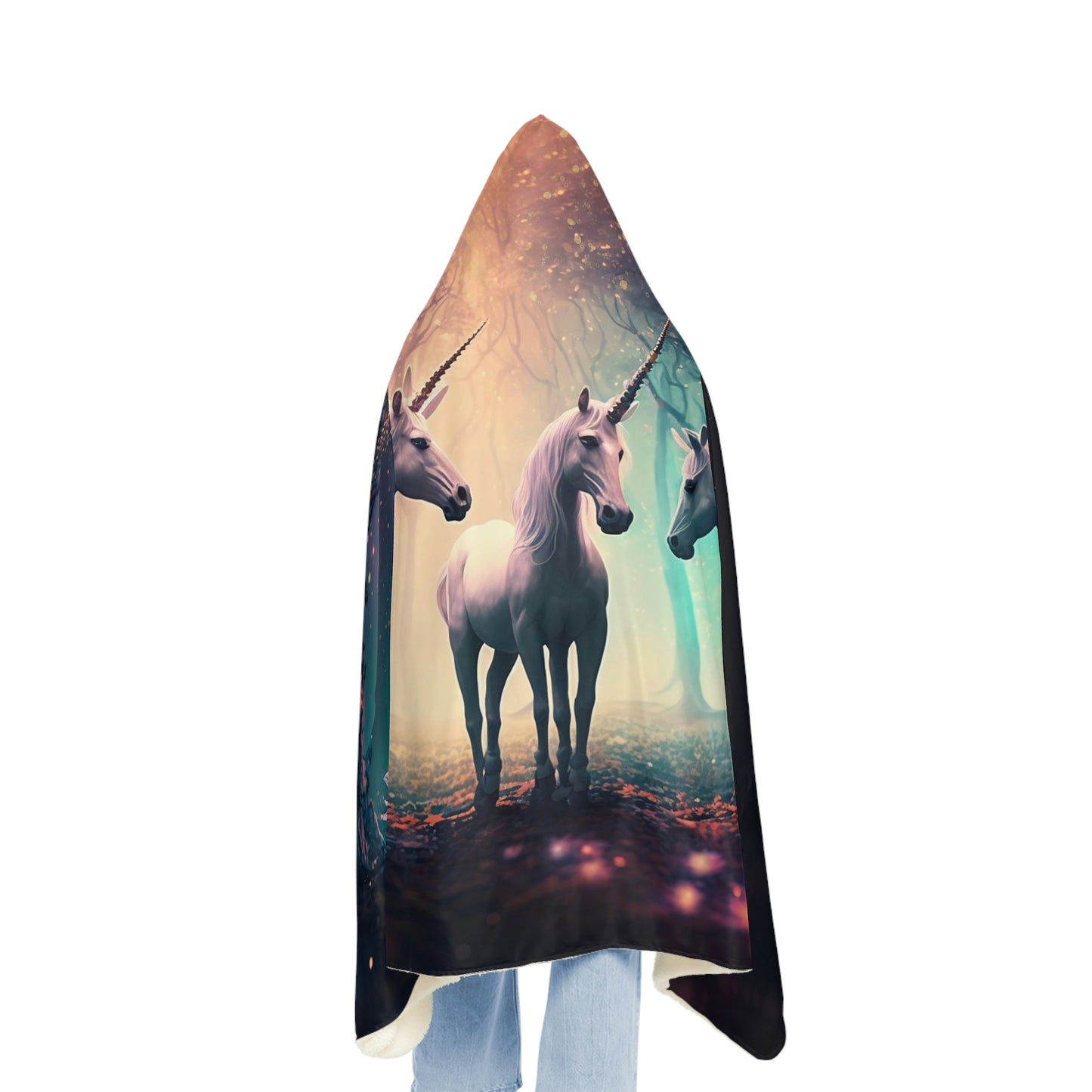 Unicorns in The Forest Snuggle Hooded Blanket | Cobija con Gorro y Diseño de Unicornios en el Bosque