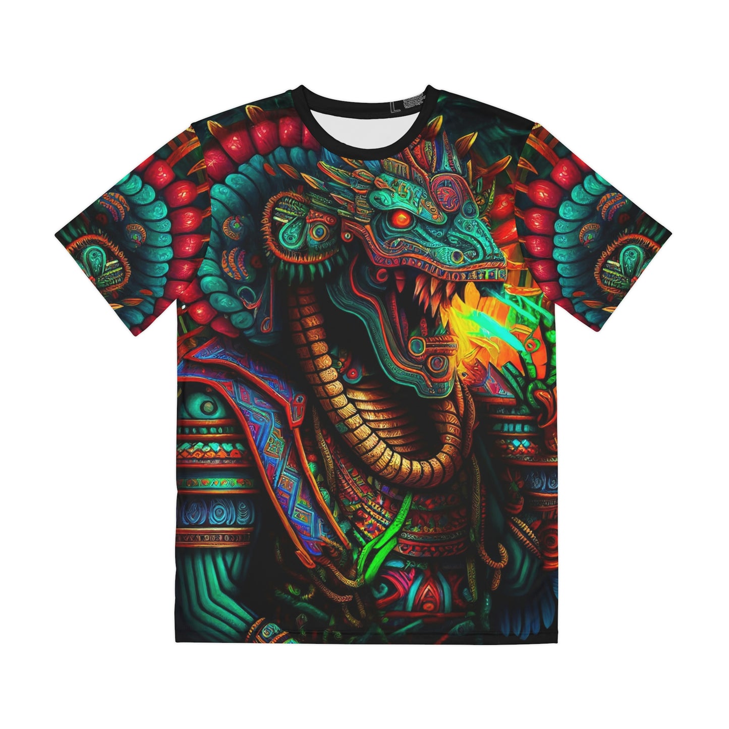 Quetzalcoatl: Aztec God of Life - The Feathered Serpent T-Shirt | Short Sleeve T-Shirt for Men | Printed Polyester Tee