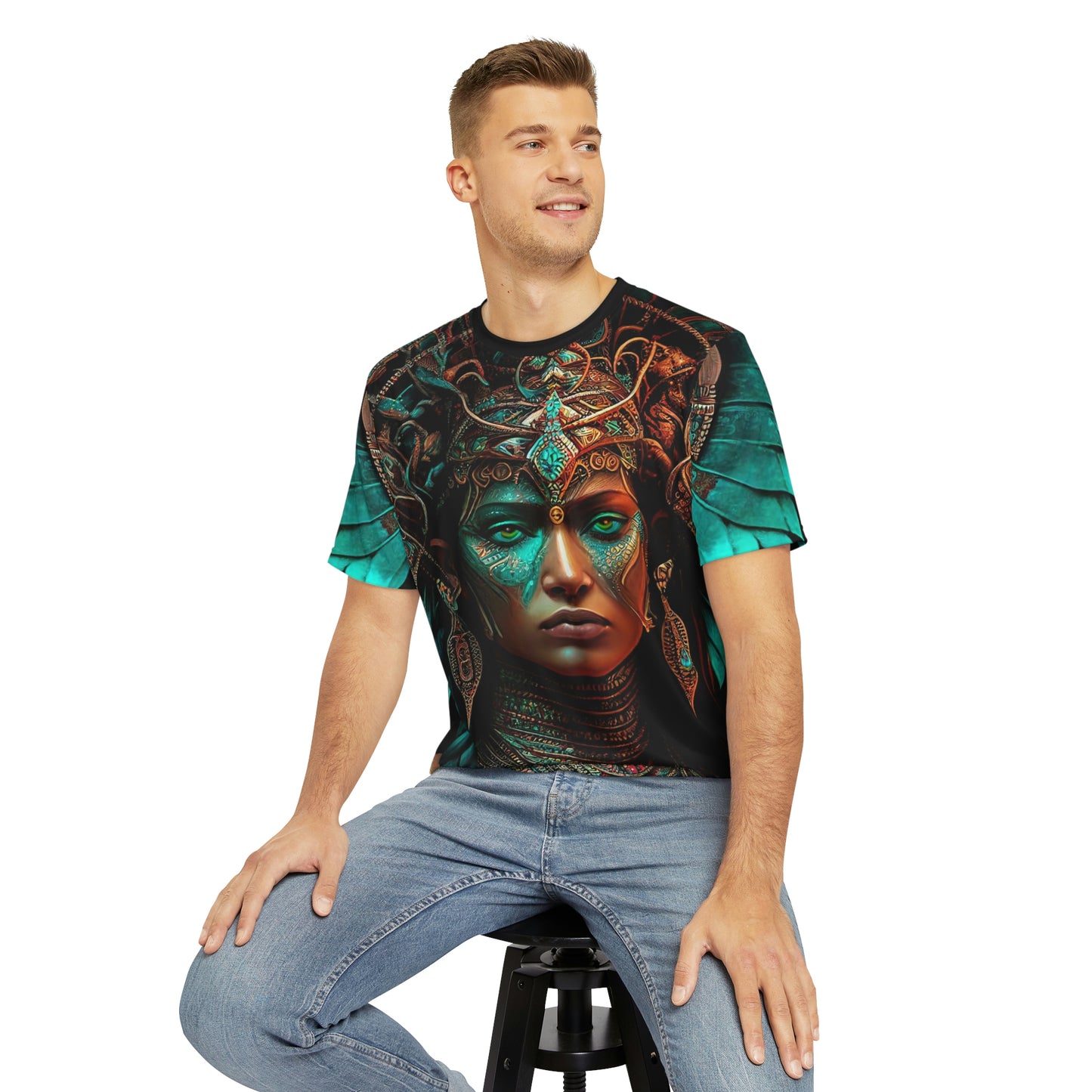 Aztec God Xochiquetzal T-Shirt | Men's Printed Polyester Tee | Short Sleeve T-Shirt for Man